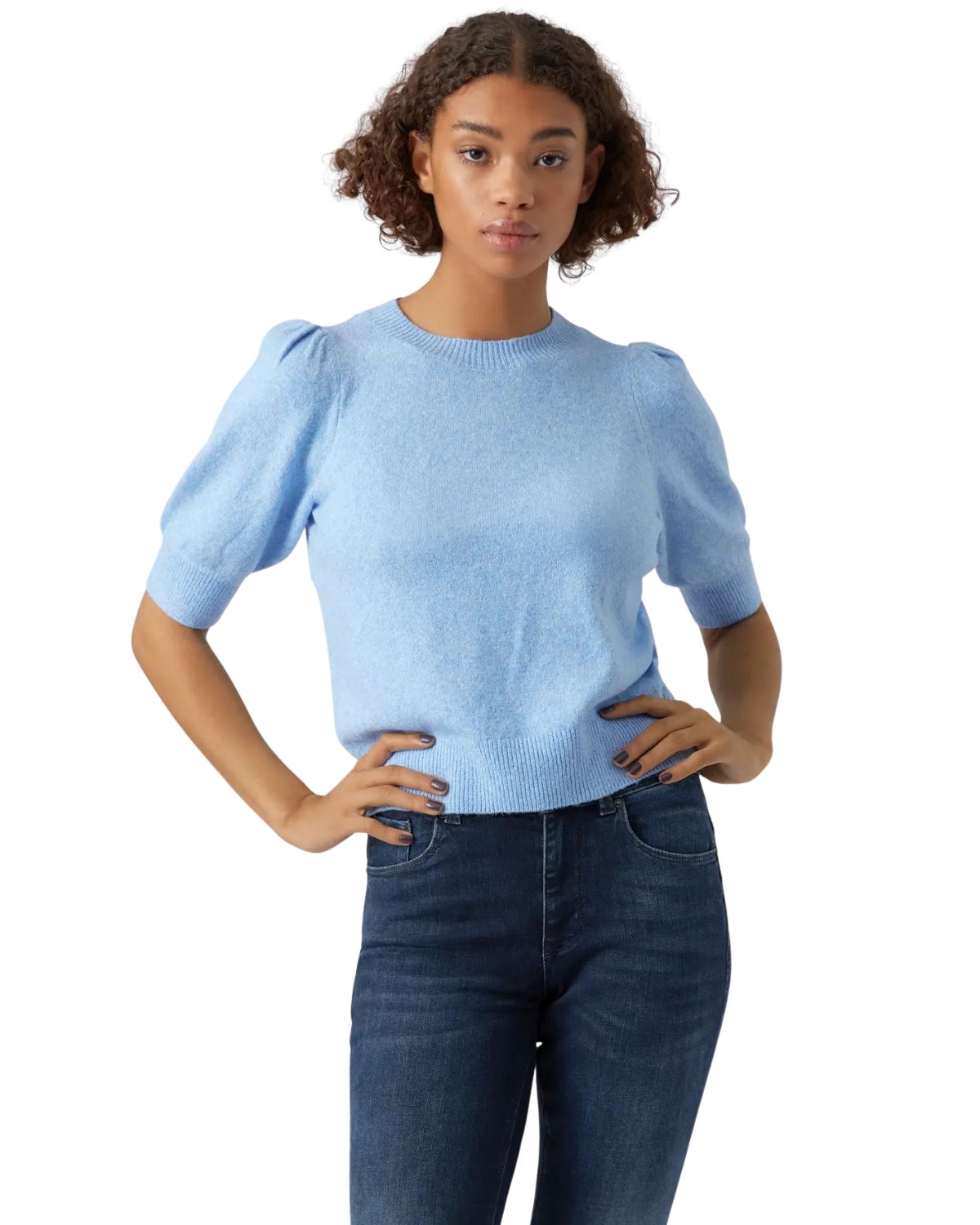 Vero Moda Strickpullover Damen Strickpullover mit Puff und 2/4-Ärmeln