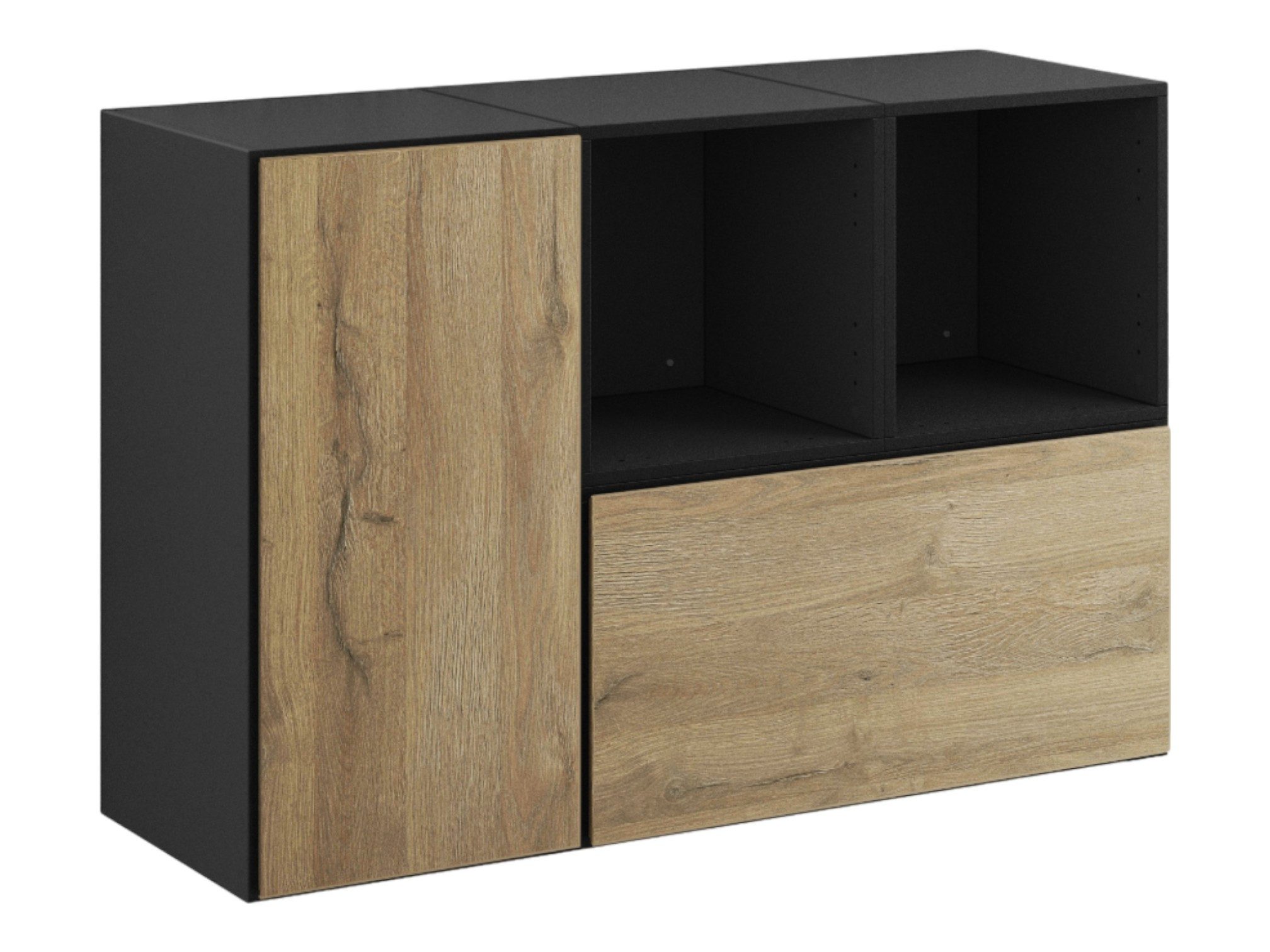 moebel-dich-auf Sideboard VARIANTO 6 (Set 3 tlg., Kommode, 1 Schrank mit Klappe, 1 Schrank mit Tür, 2 Regale), Soft-Close