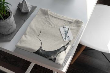 Sinus Art T-Shirt Herren Shirt 100% gekämmte Bio-Baumwolle T-Shirt Riesenrochen Mantarochen Wasserfarben Motiv Nachha (1-tlg)