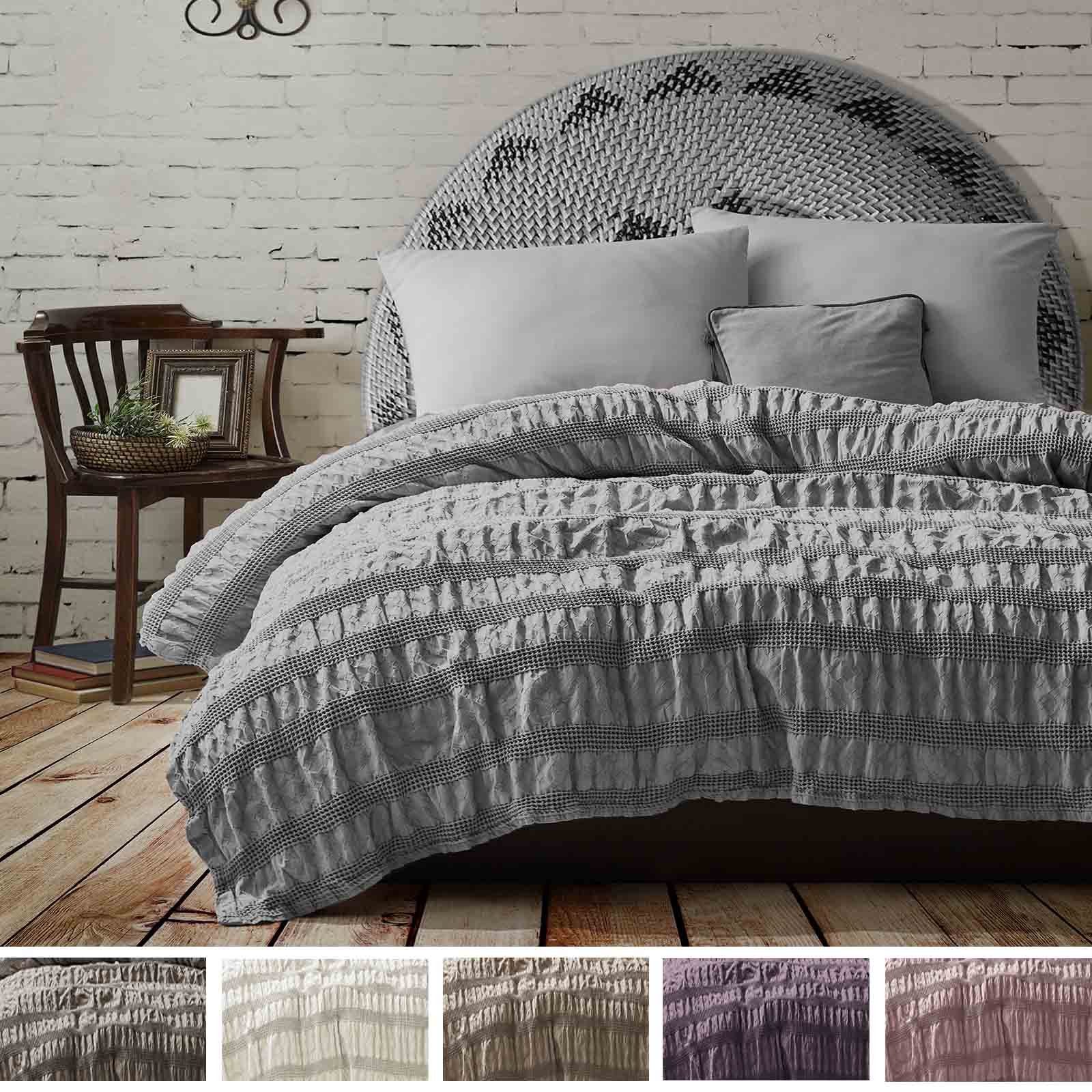 Quilt Apollo, Pikee Einfarbig Überwurf 100% Bettüberwurf Waffeloptik Wohndecke Grau Uni Buymax, Bettüberwurf 220x240 Sofaüberwurf cm Baumwolle Pique