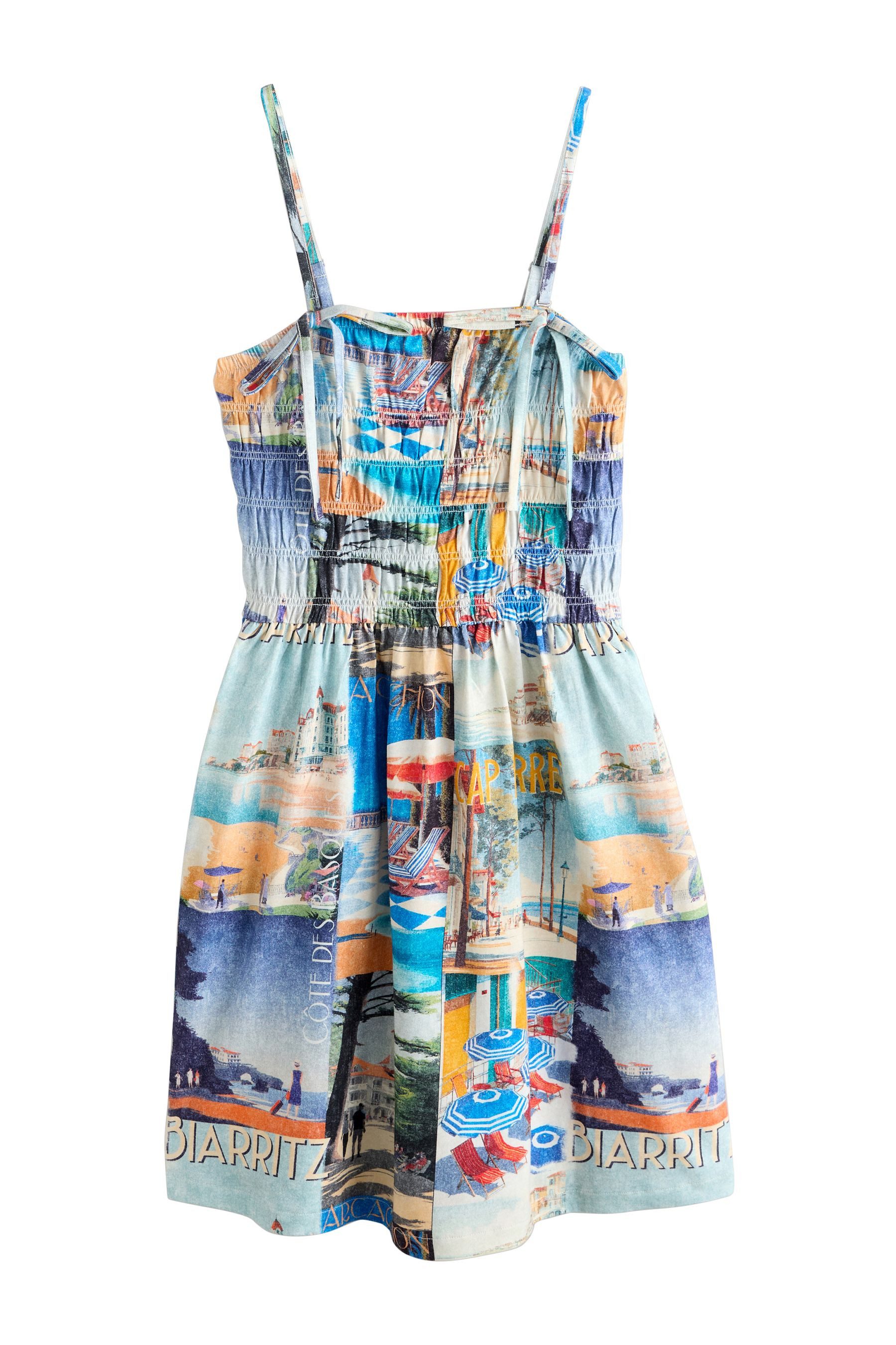Next Minikleid Mini-Trägerkleid mit Karreeausschnitt und Raffung (1-tlg)