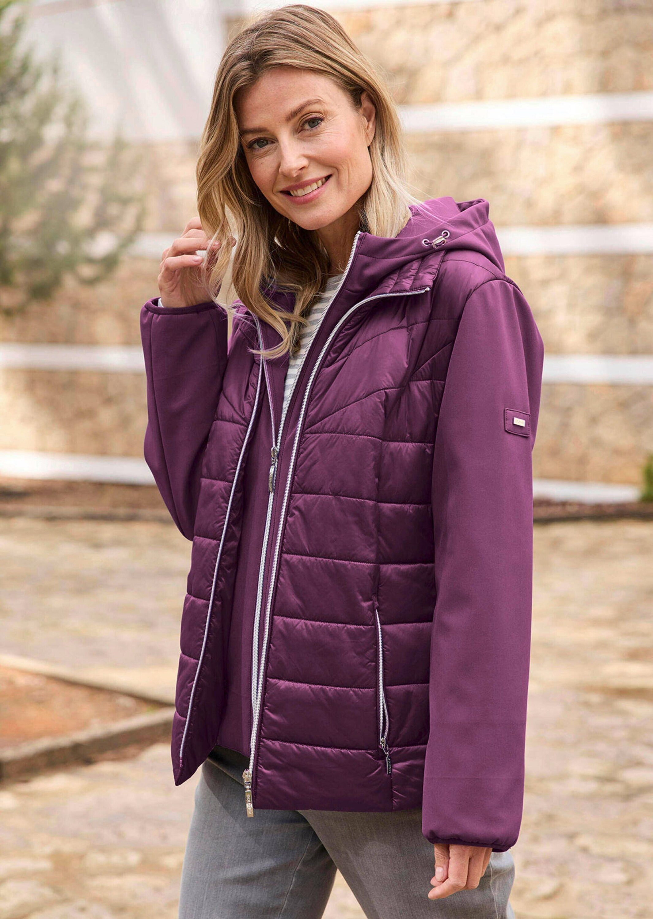 GOLDNER Outdoorjacke Sportive Steppjacke mit Kapuze Winterjacke mit Stehkragen, Reißverschlüssen, Taschen und Langarm