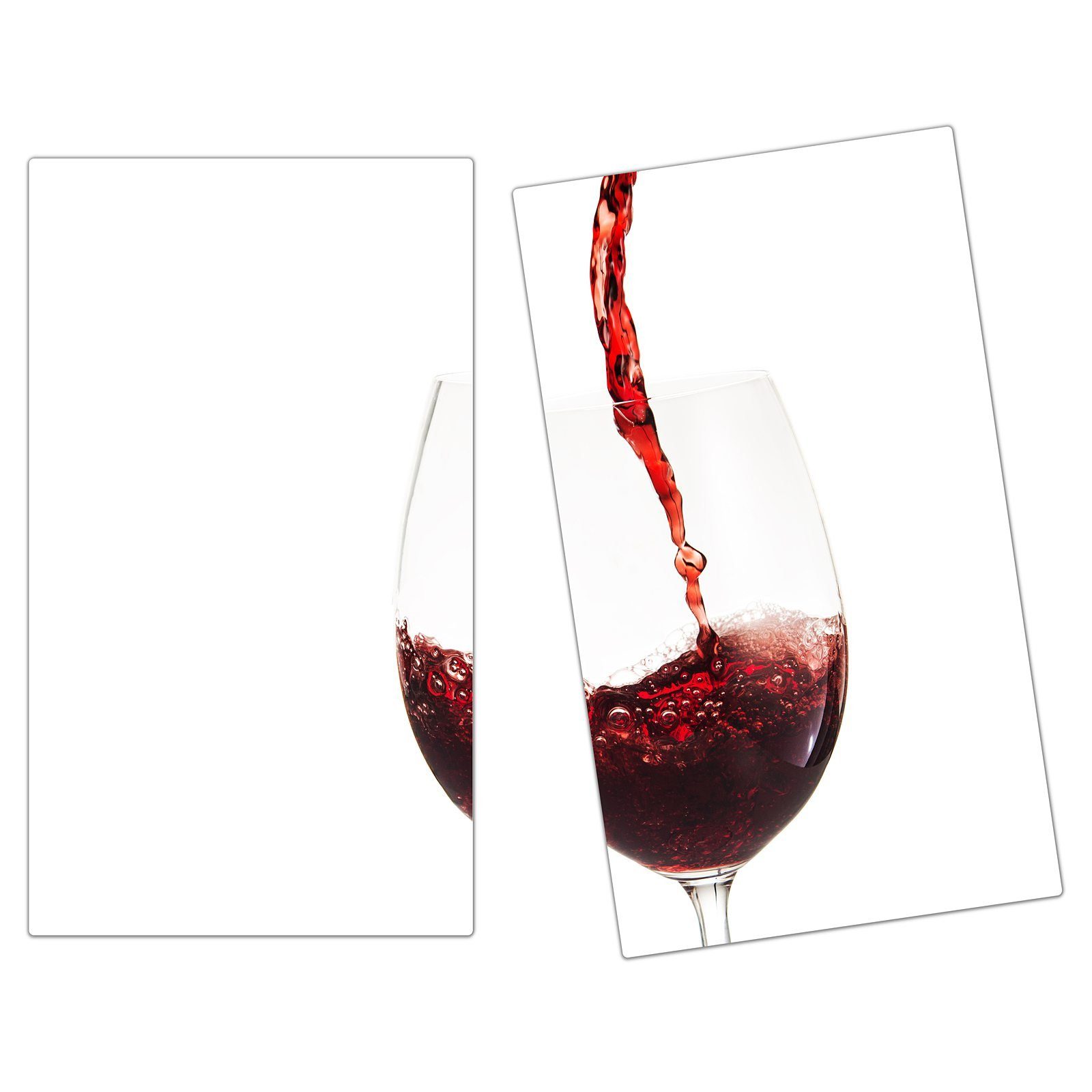 Primedeco Herd-Abdeckplatte Herdabdeckplatte Spritzschutz aus Glas Glas mit Rotwein, Glas, (2 tlg)