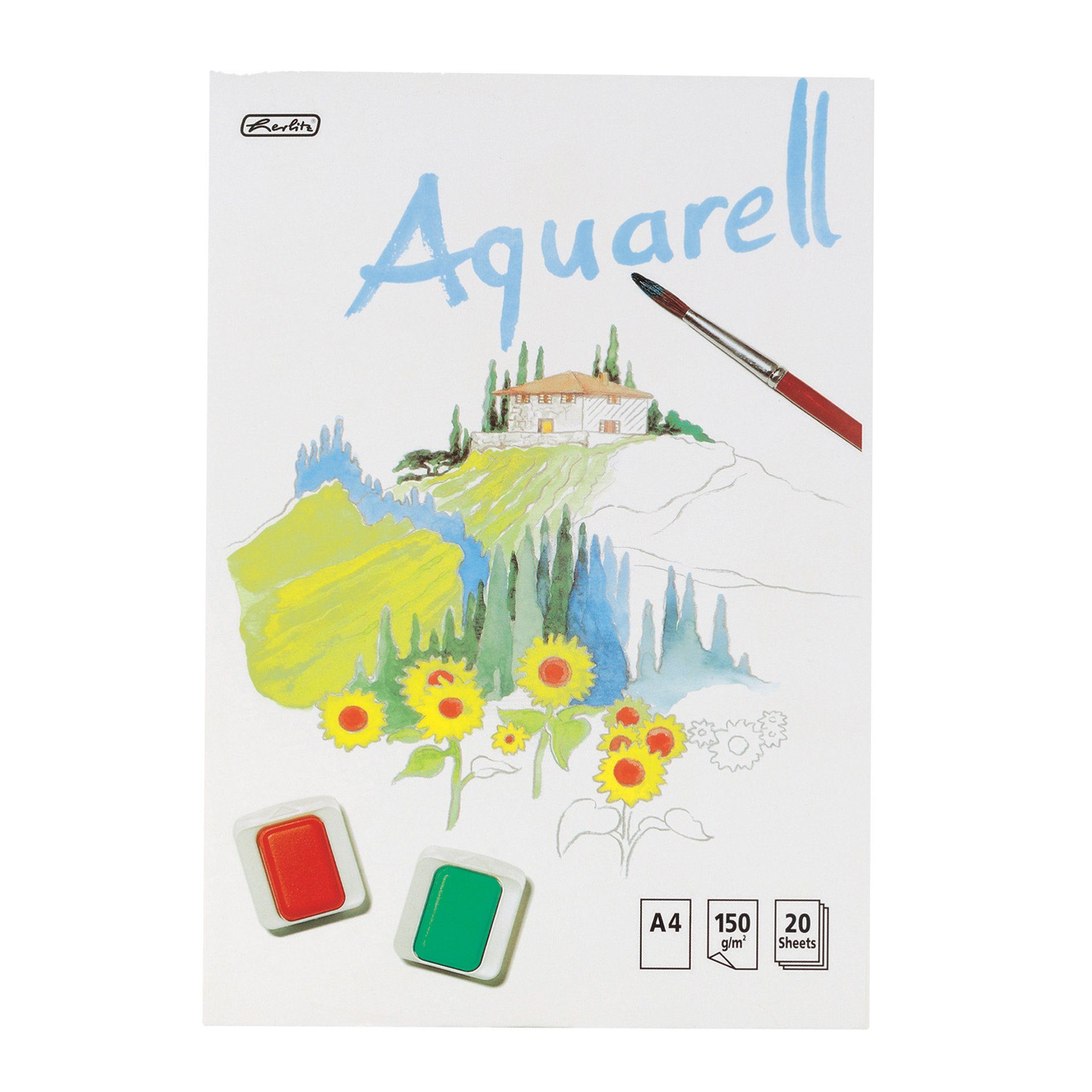 Herlitz Geschäftspapier Herlitz Aquarellblock / DIN A4 / 20 Blatt / 150g/m²
