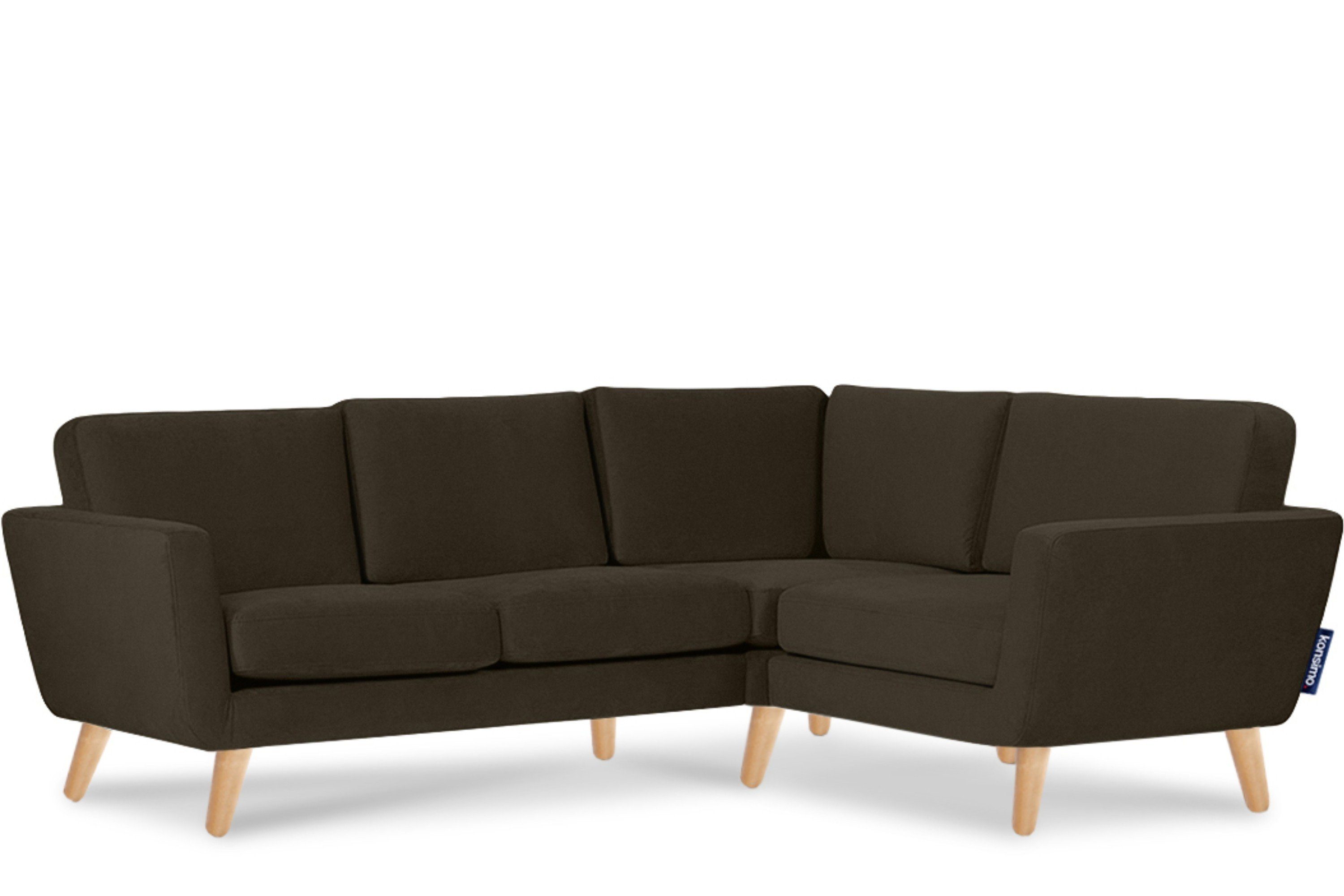 aus Europe, Gestell mit Armlehnen, Made Scandi-Stil, Konsimo TAGIO Ecksofa Massivholz | rechts, braun braun Ecksofa in