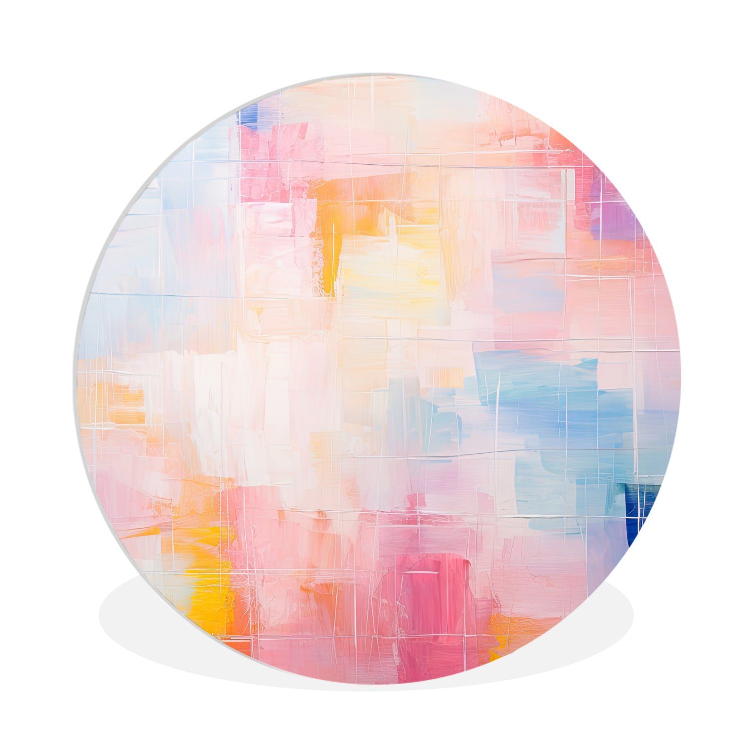 MuchoWow Gemälde Aquarell - Pastell - Abstrakt - Kunst, Fotodruck (1 St), Kreis Wanddekoration, Rundes Wandbild, 30x30 cm