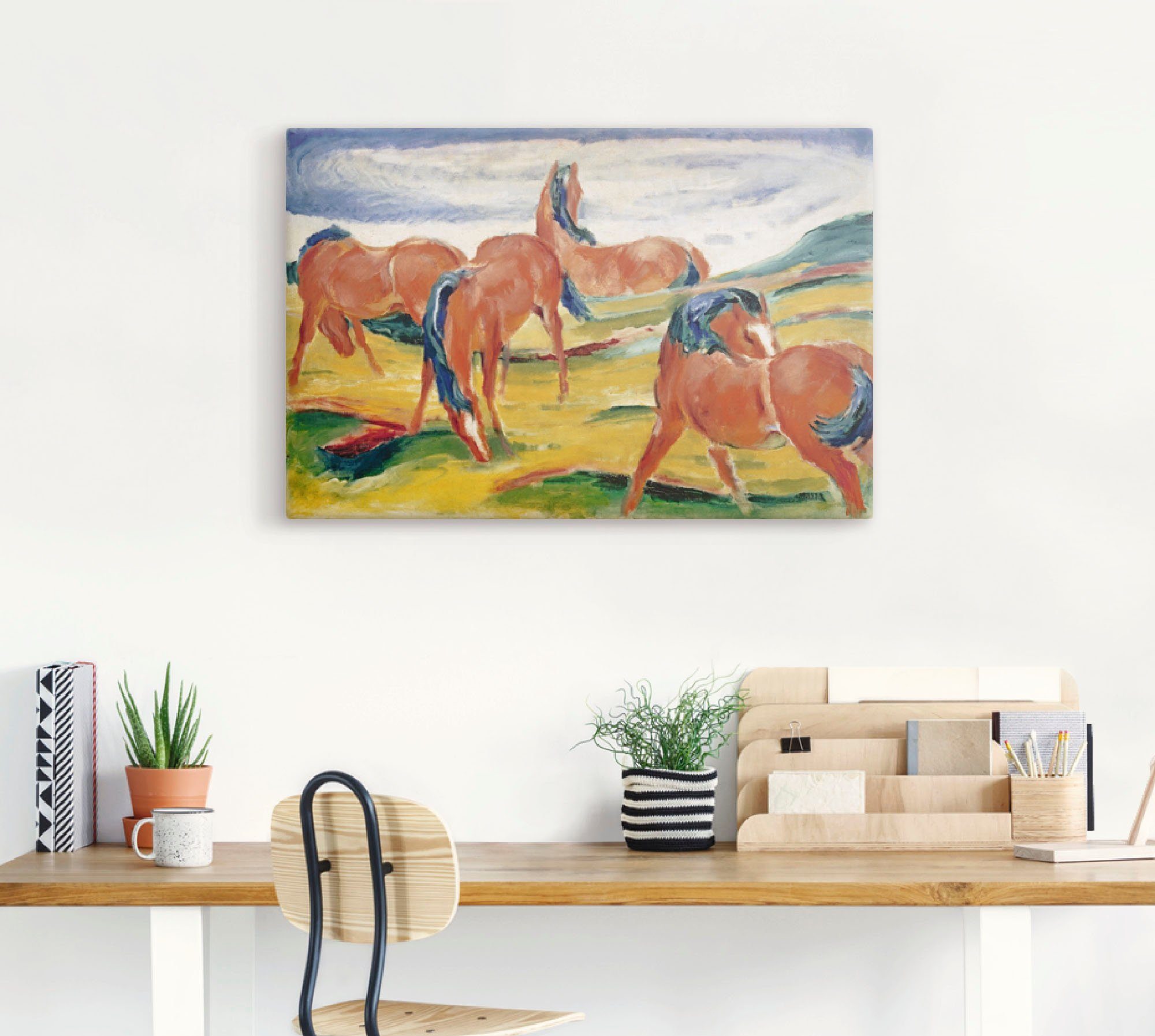 versch. St), III. Größen Alubild, Wandbild als Pferde Artland Haustiere (1 Wandaufkleber 1910, Leinwandbild, in Poster Weidende oder