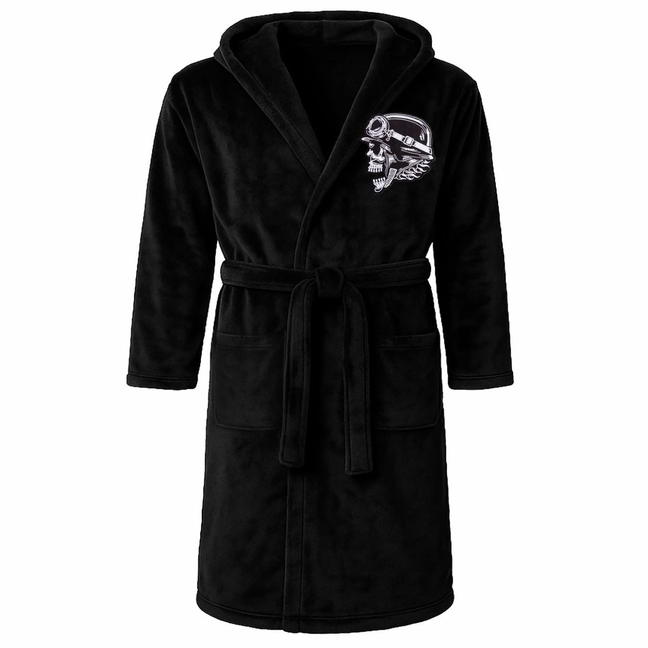 deinshirt Bademantel Benzin im Blut Schädel, lange Länge, 100% Polyester, K günstig online kaufen