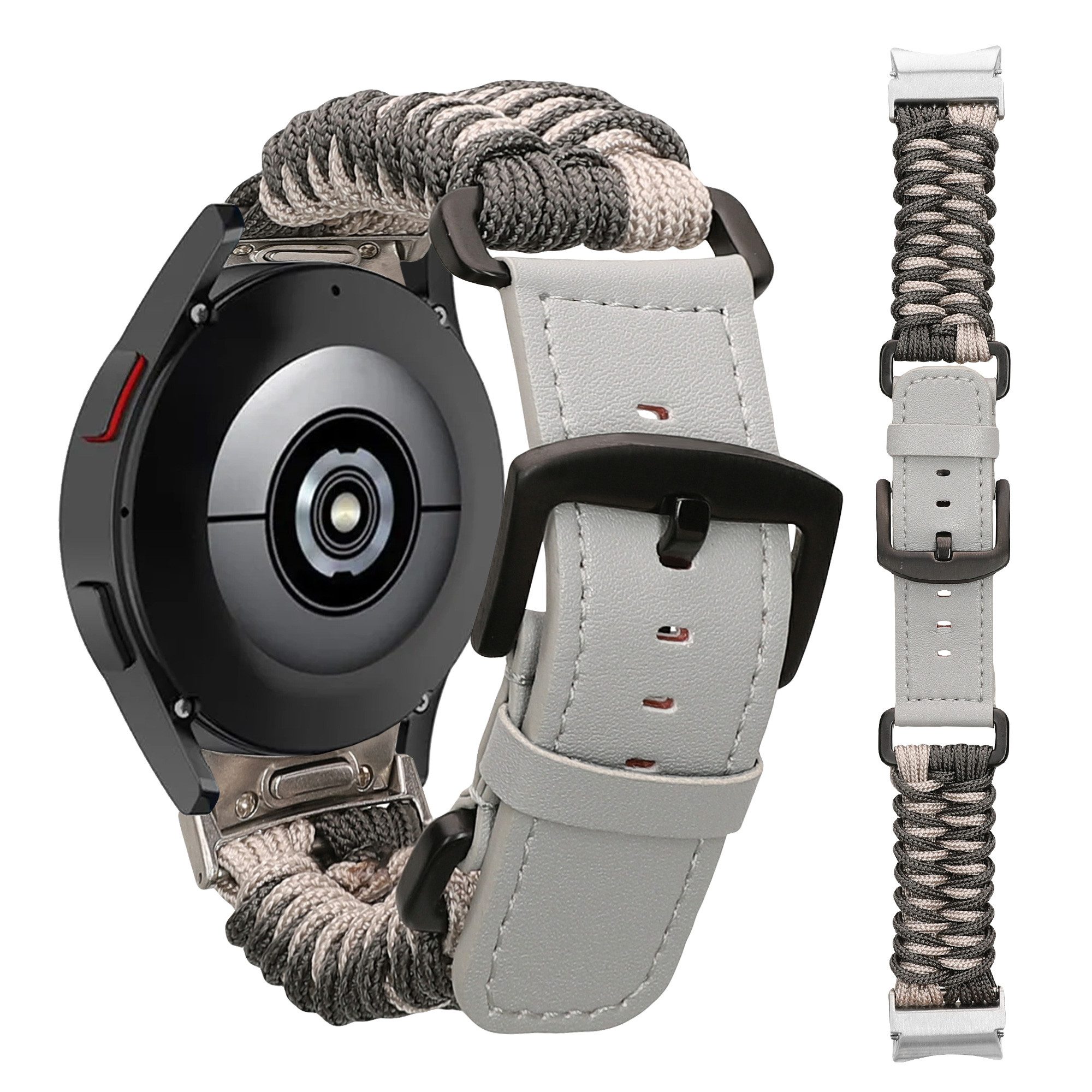 kwmobile Smartwatch-Armband Ersatzarmband geflochten für Samsung Galaxy Watch 4 / 5 / 6 Galaxy, Armband Fitnesstracker Sportarmband aus PU Leder mit Uhrenverschluss