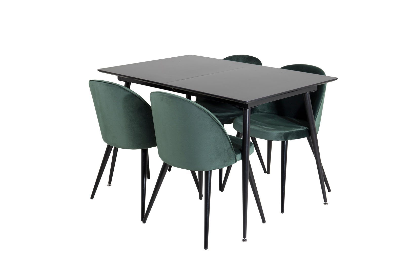 (5-tlg) Essgruppe schwarz;grün;schwarz Esstisch L, ausziehbarer Tisch ebuy24 SilarBLExt Essgruppe