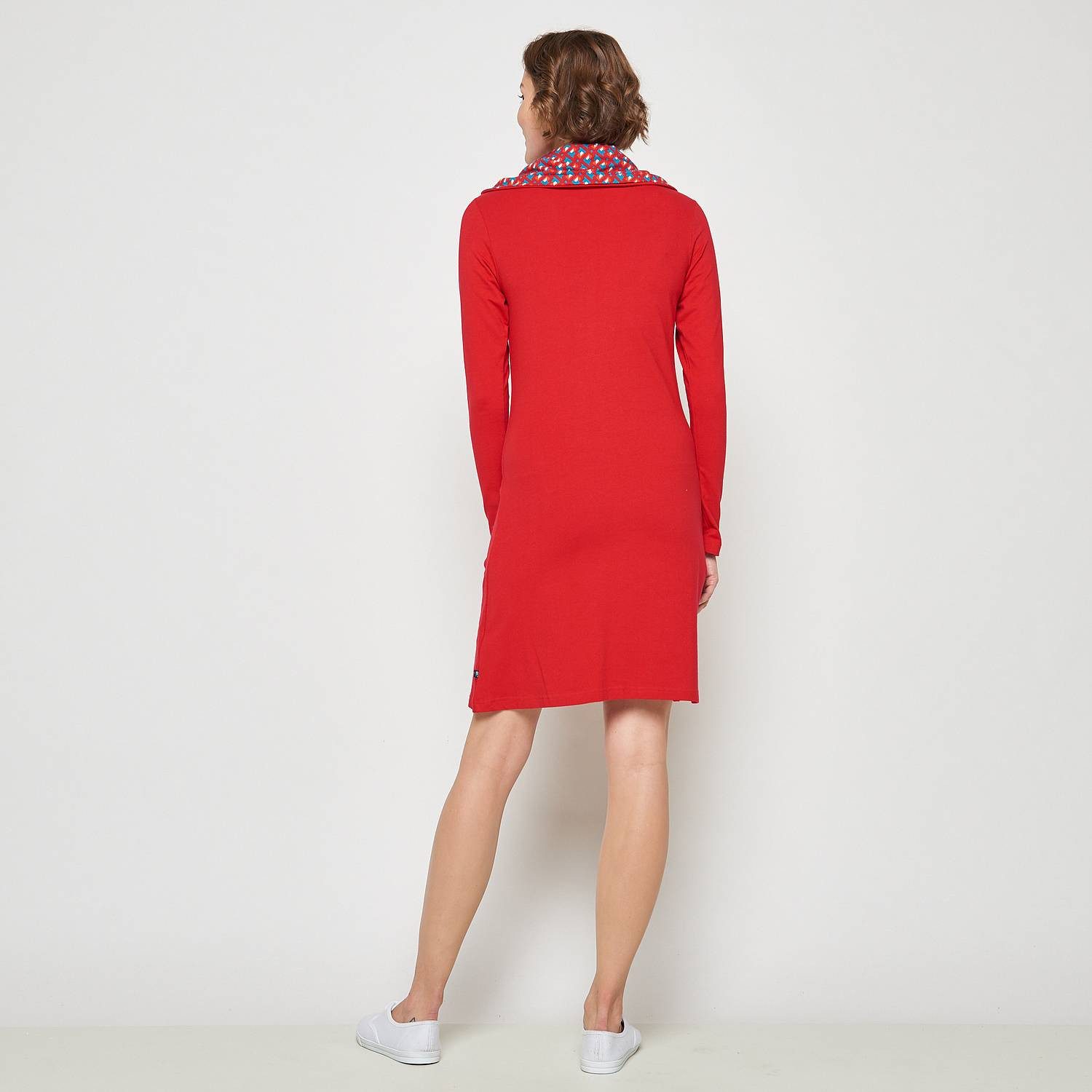 Tranquillo Midikleid Midikleid Stiefelkleid Rot Stretch Baumwolle Rollkragen XS 34 Extra weiter Kragen