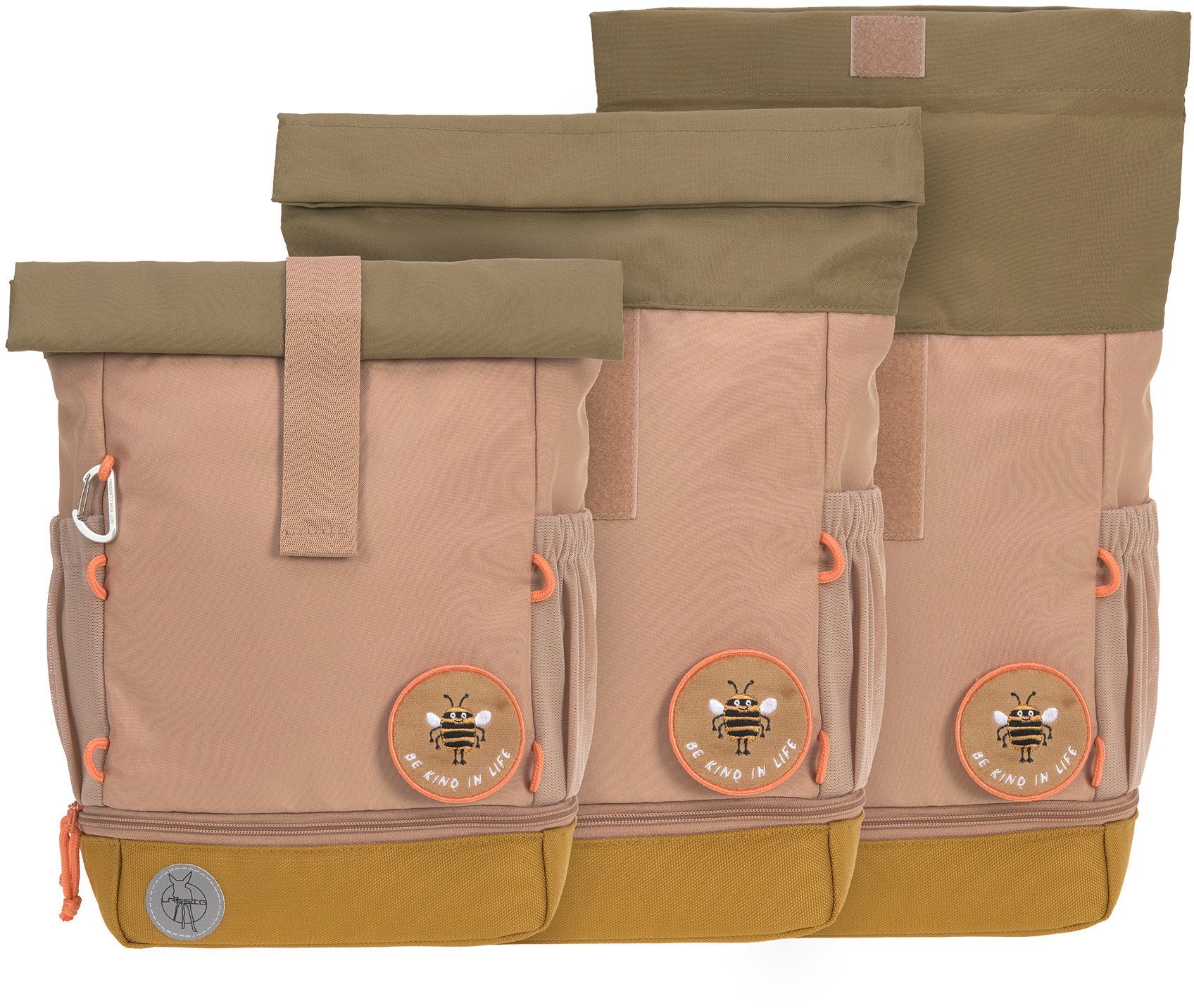 LÄSSIG Kinderrucksack Nature, Mini Rolltop Backpack, Hazelnut, aus recycelten PET-Flaschen