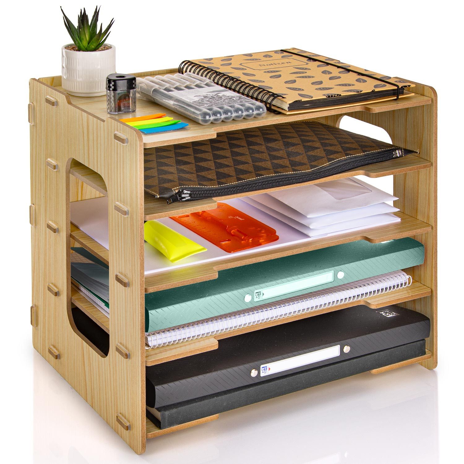 Dimono Dokumentenhalter Schreibtisch-Organizer (Papierablage aus Bambus, günstig online kaufen