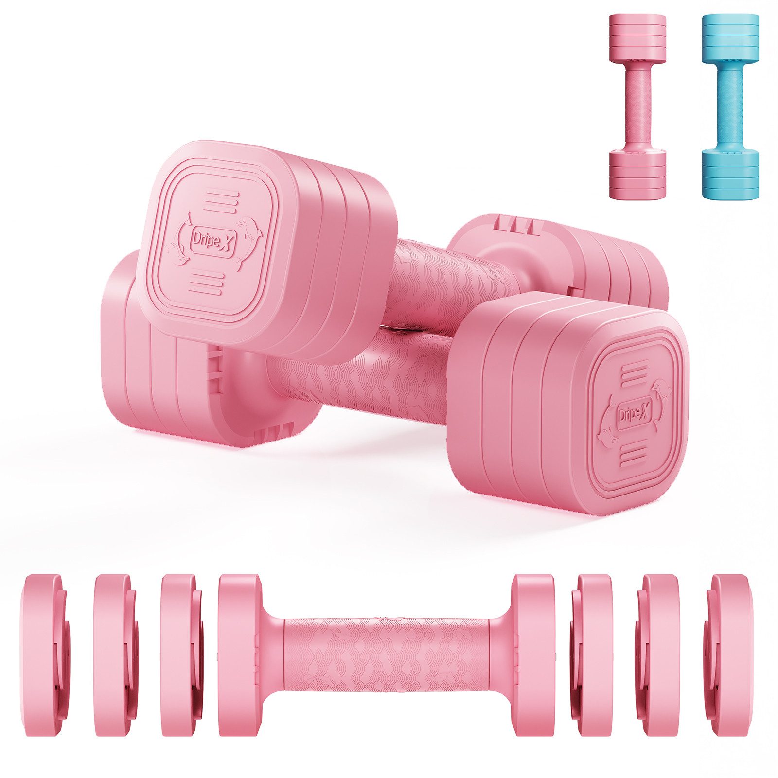 Dripex Hantel-Set verstellbare Hanteln Set 2er 2,5kg/5kg, justierbare 6 Hantelplatten