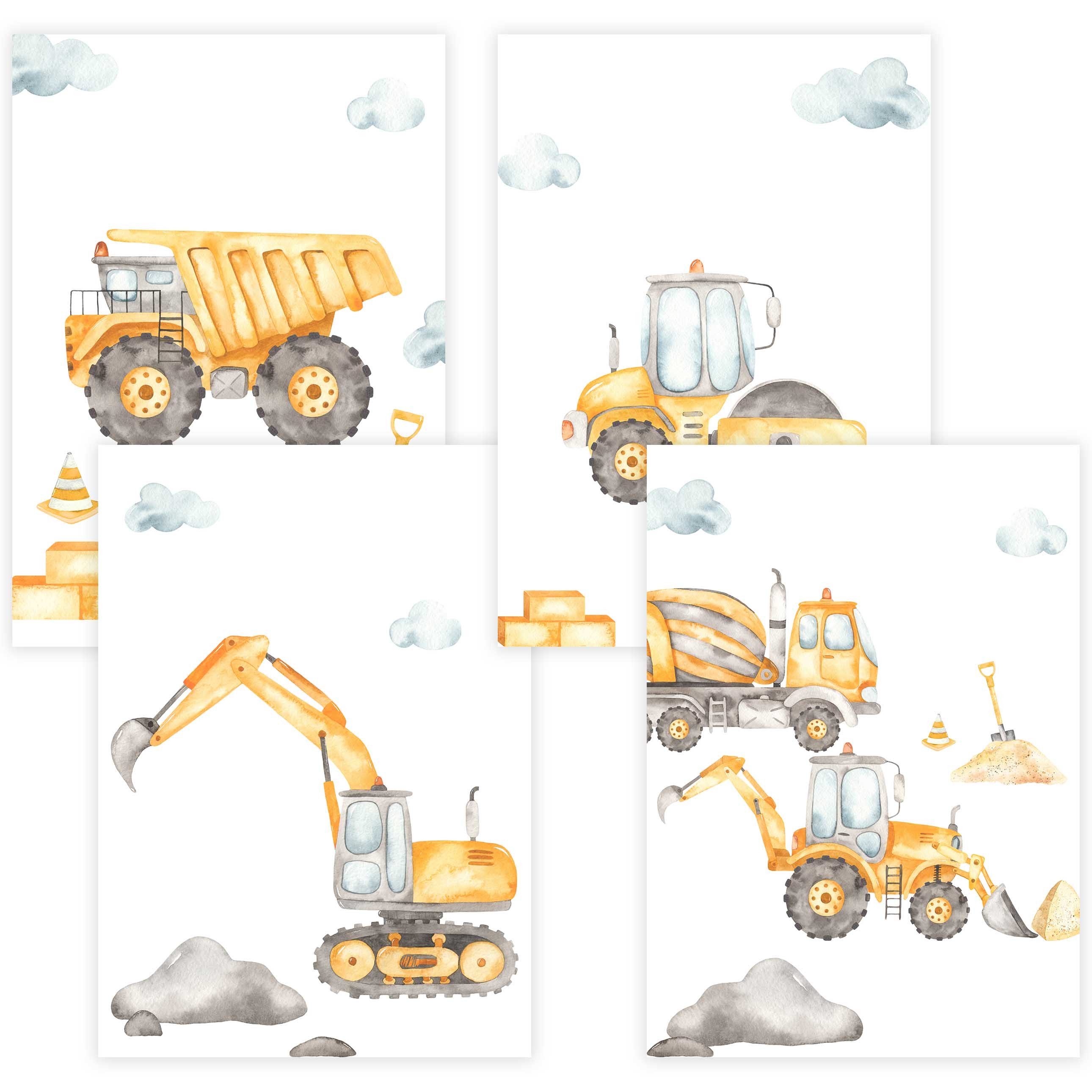 Poster Kinderzimmer Poster 4er Set Premium P757 / Baustelle