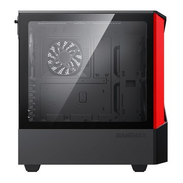 GAMEMAX Gaming-Gehäuse Contac COC BR Midi-Tower 2xUSB3.0, HD-Audio, ATX, schwarz/rot, gehärtetes Glas