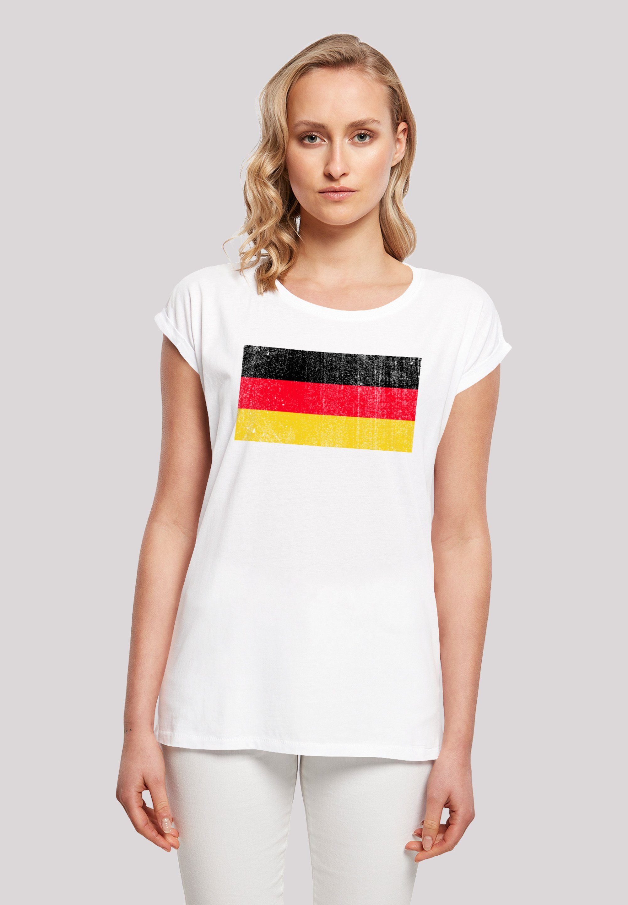 Print, Flagge weicher mit Sehr F4NT4STIC Germany Tragekomfort T-Shirt Baumwollstoff distressed hohem Deutschland
