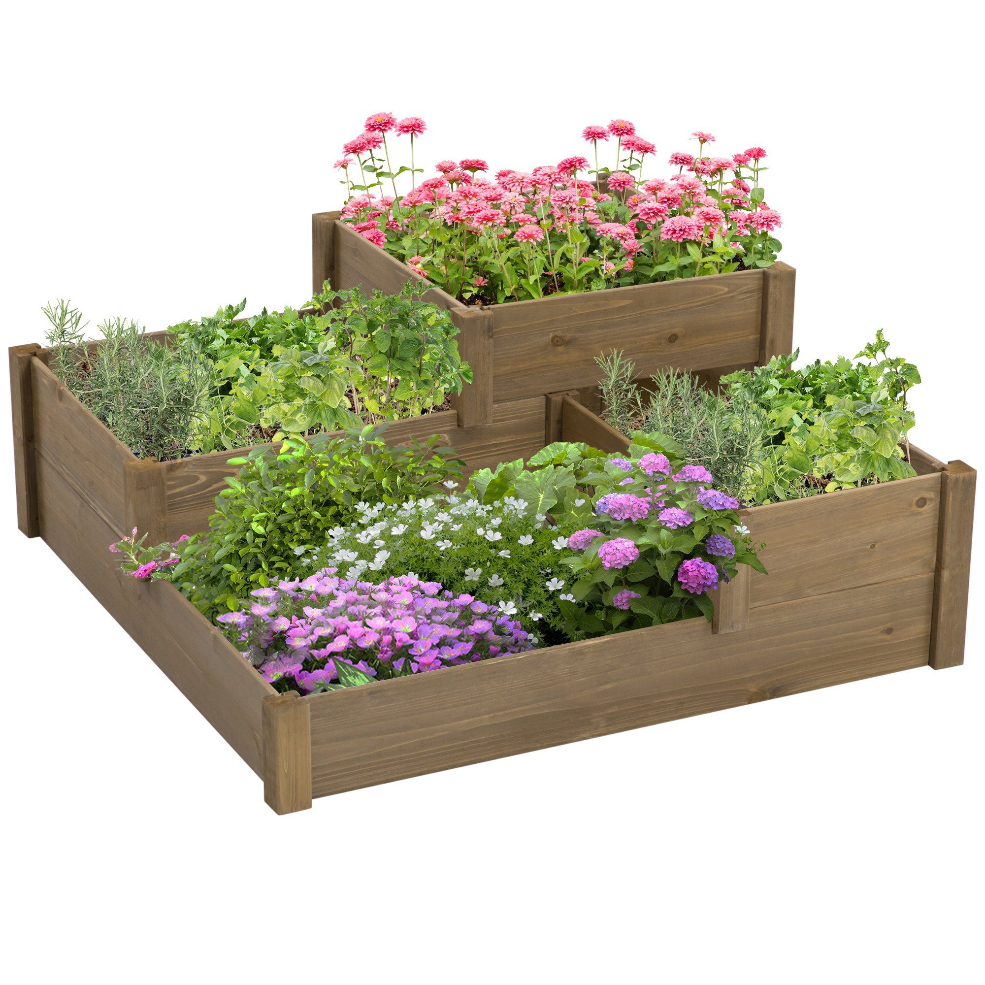 Outsunny Hochbeet 4 Pflanzgefäße, Wetterbeständig (Blumenkasten, günstig online kaufen