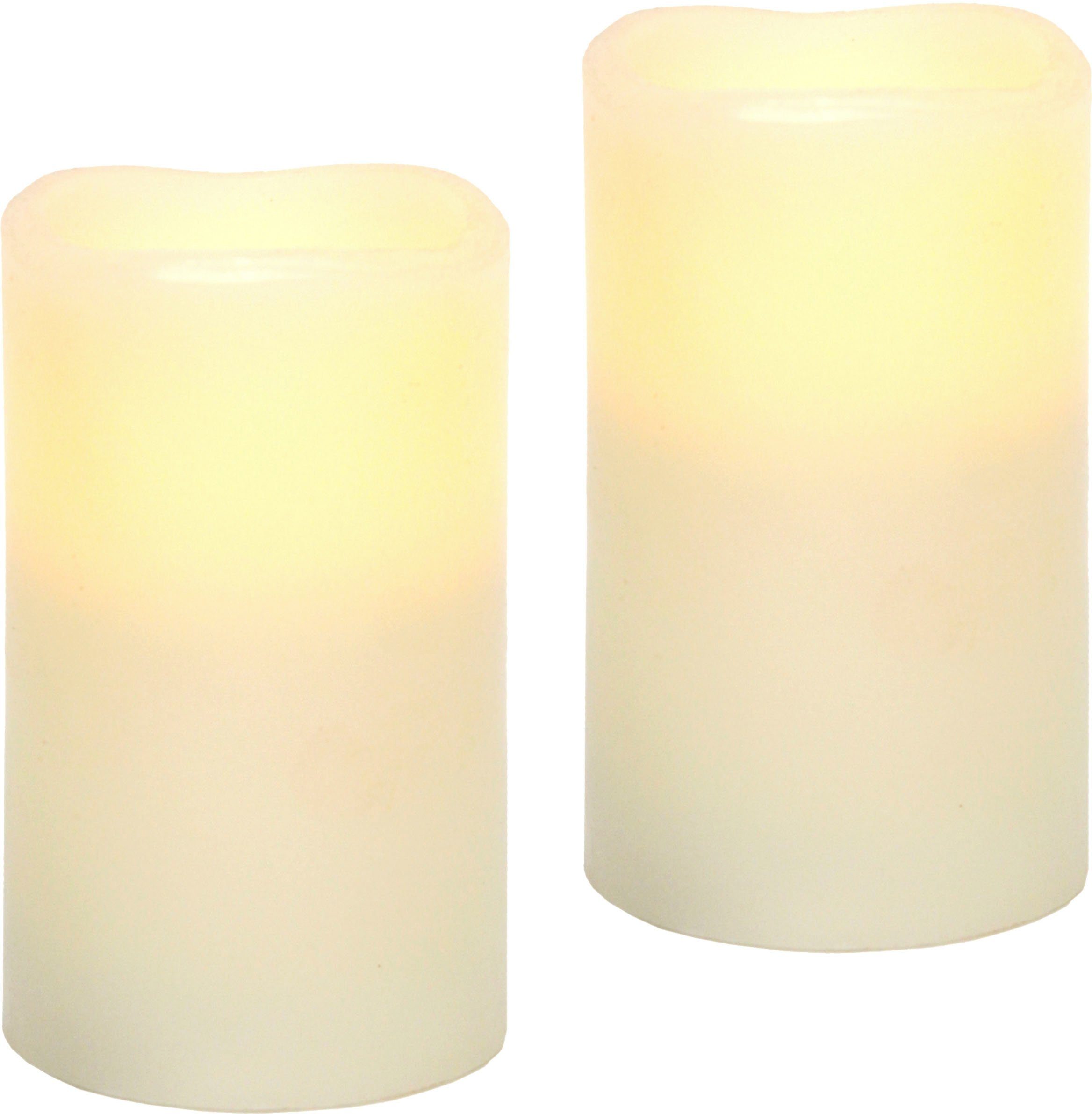 LED-Kerze LED-Kerzen Flackernd Warmweiß 2er Set Stumpenkerze Deko Valentinstag