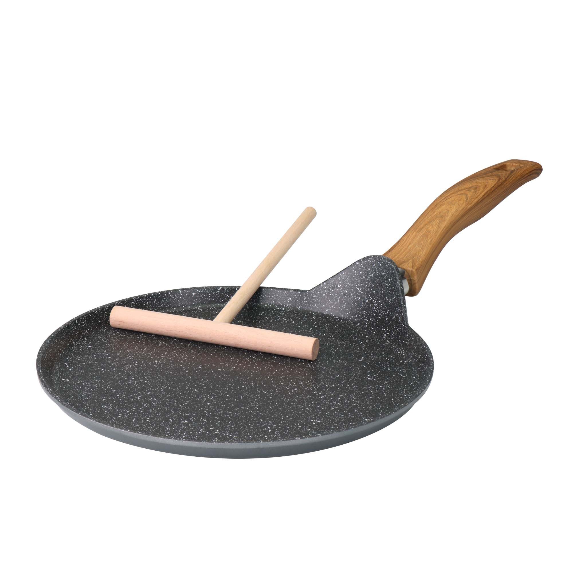 STONELINE Crêpepfanne Crêpes-Pfanne 25 cm, mit Teigverteiler, induktionsgeeignet, Aluminiumguss (1-tlg), mit echten Steinpartikeln, induktionsgeeignet, Designed in Germany