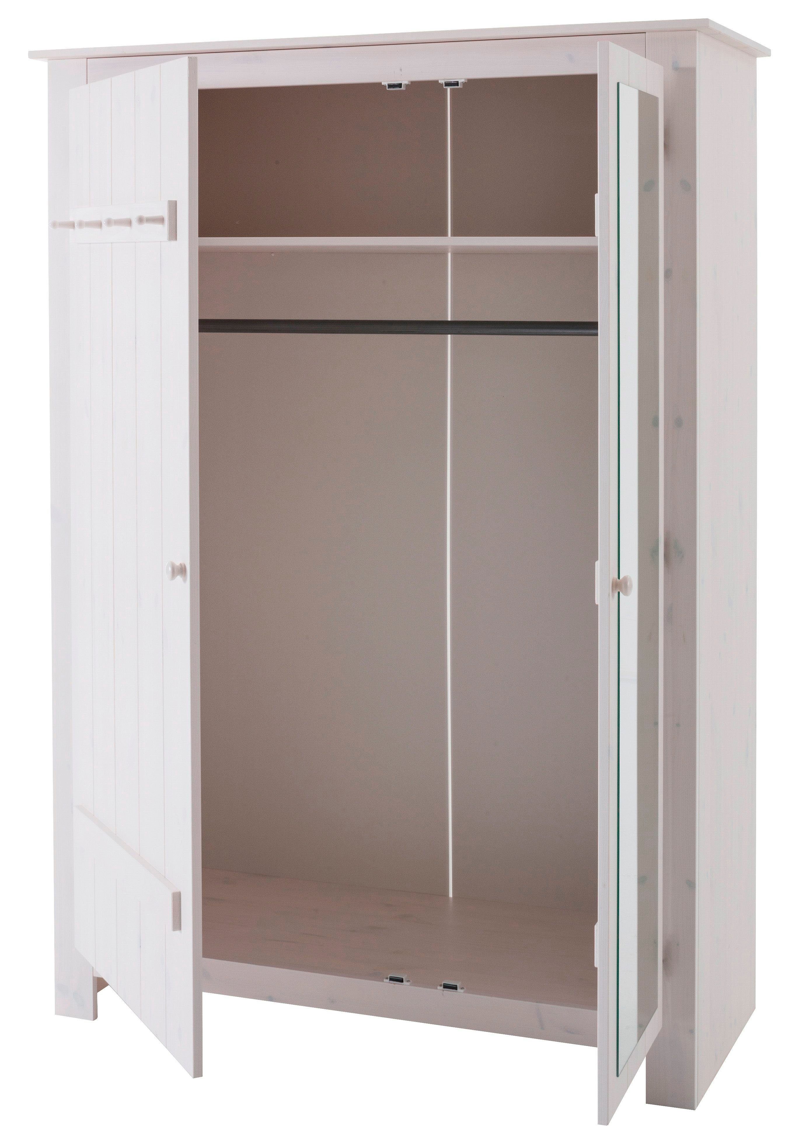 Home affaire Garderobenschrank Bertram aus mit weiß Höhe 170 cm Spiegeltür, einer massivem schönem Kiefernholz