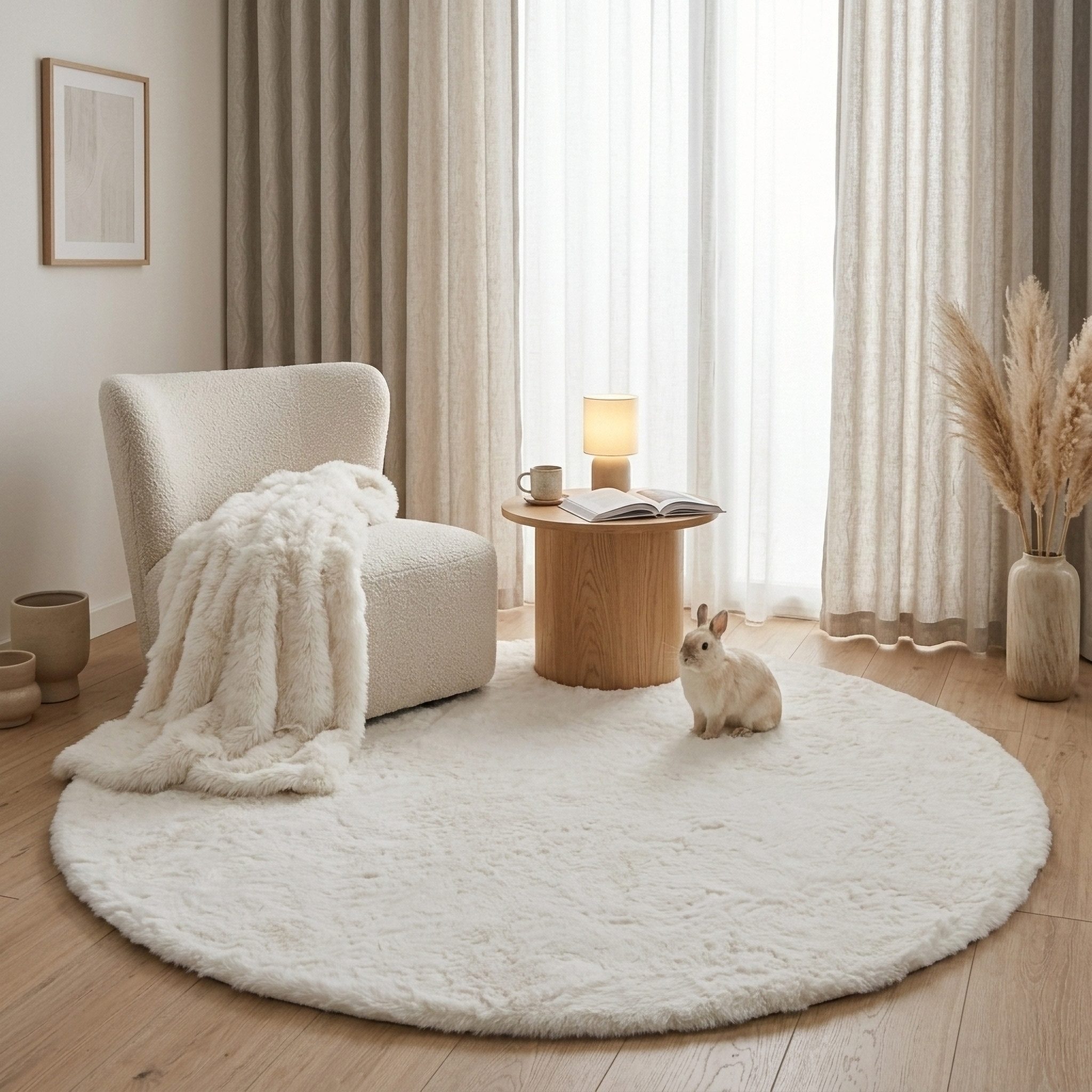 Consilio Concept Fellteppich Teppich Hasenfell Imitat CLOUD Fell Hochflor rechteckig Höhe: 39 mm, Rund