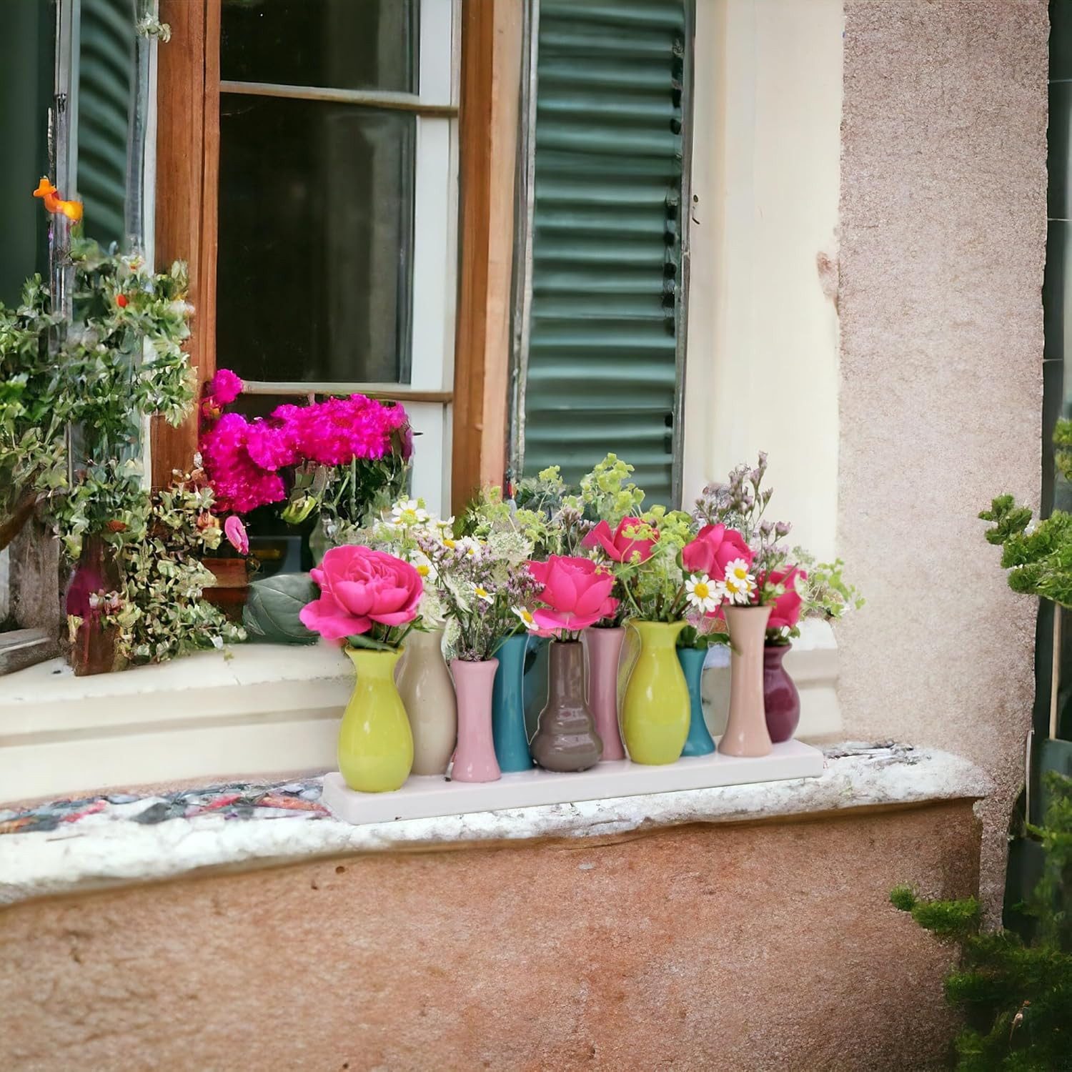 Jinfa Dekovase Handgefertigte kleine Keramik Deko Blumenvasen (Set, Je nach günstig online kaufen