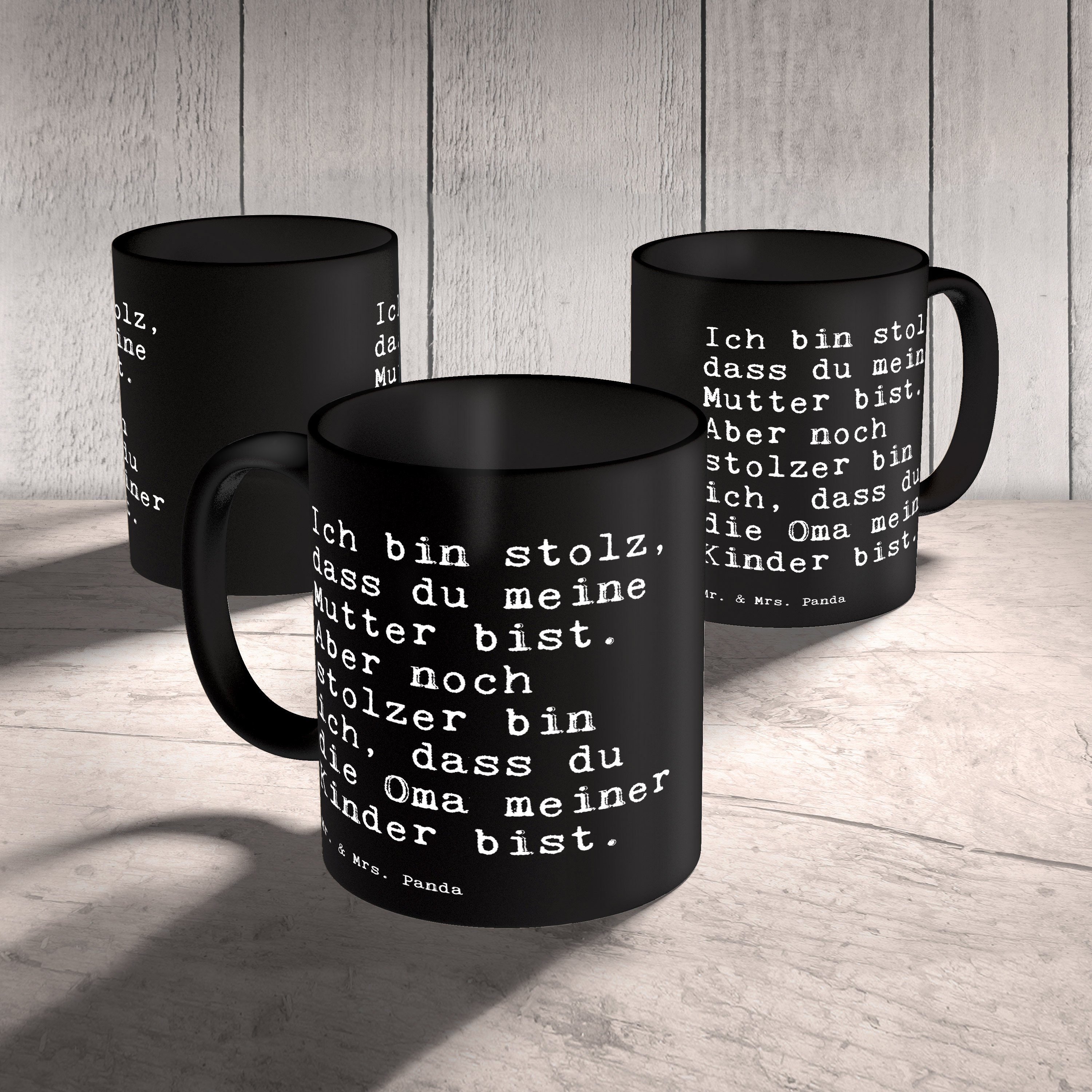 Mr. & Mrs. Panda Keramik - Geschenk, Weisheiten, Schwarz dass... Kaffeebecher, Tasse - Ich Schwarz bin stolz
