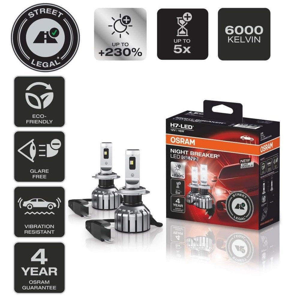 Osram KFZ-Ersatzleuchte Osram NIGHT BREAKER LED H7 GEN 2 Fern- und Abblendlicht