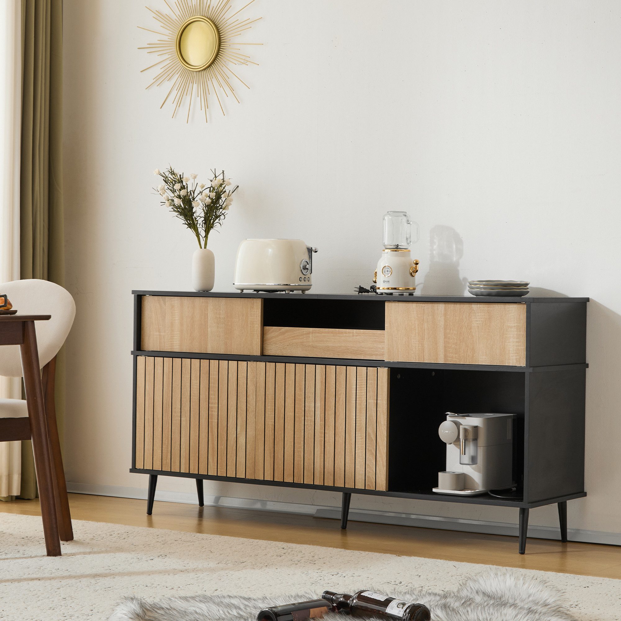 STILVORA Sideboard mit Schiebetüren,Aufwahrungsschrank Beistellschrank mit günstig online kaufen