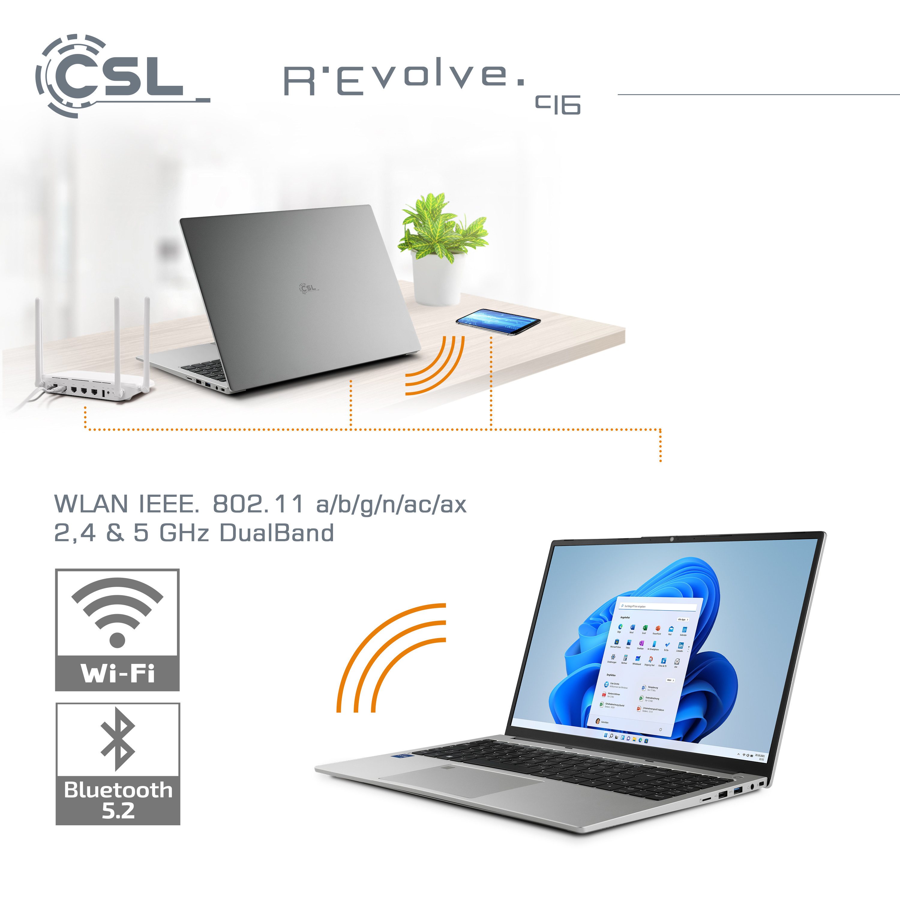 CSL R'Evolve C16 Notebook (40,64 cm/16 Zoll, Intel Core i5 1235U, Iris Xe Graphics, 16 GB, 500 GB SSD)