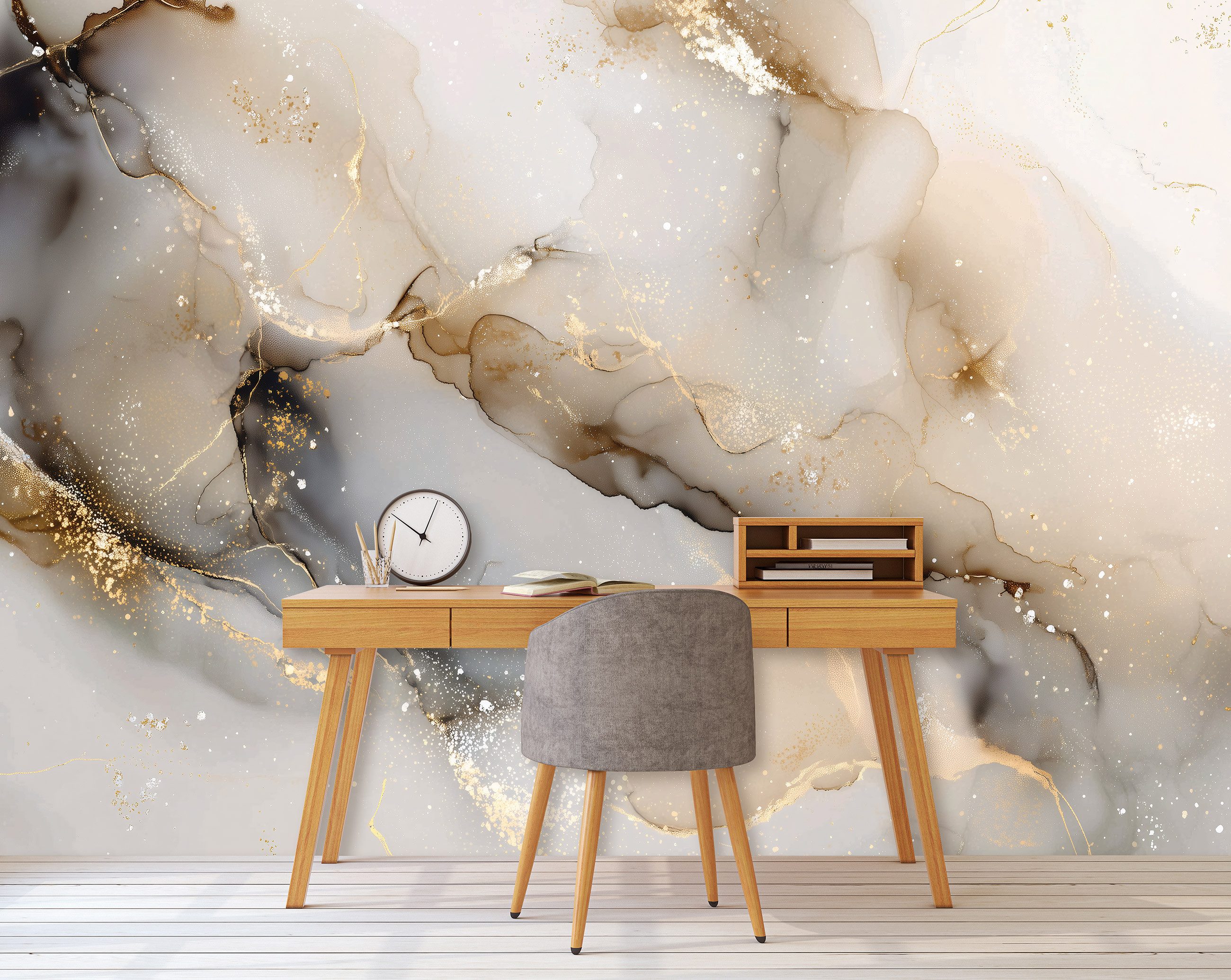 Wallarena Fototapete Marmor Gold Weiß Vlies Tapete Wohnzimmer Schlafzimmer günstig online kaufen