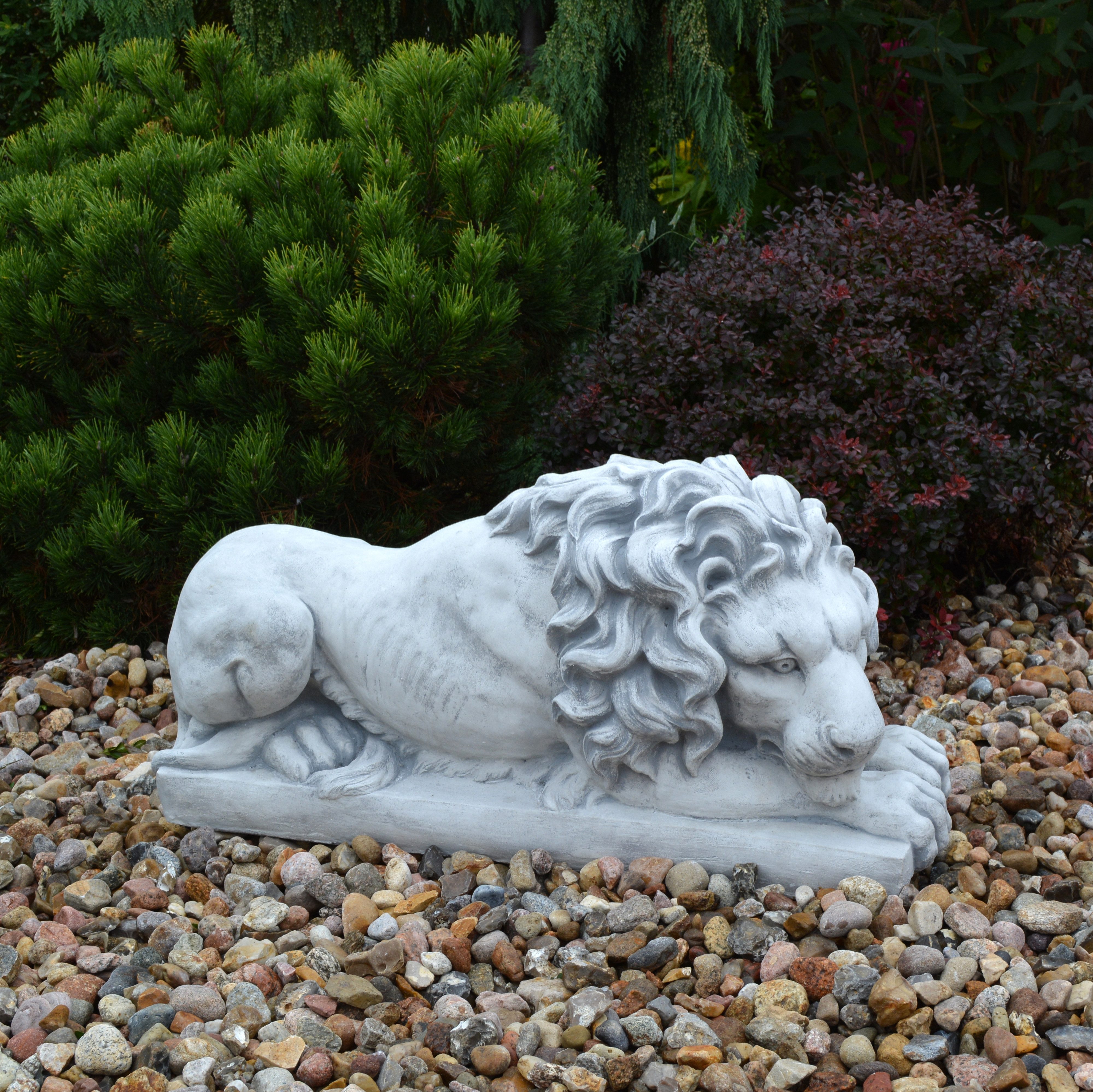 gartendekoparadies.de Gartenfigur Liegender Löwe groß, H. 37 cm, 85 kg, Frostsicher