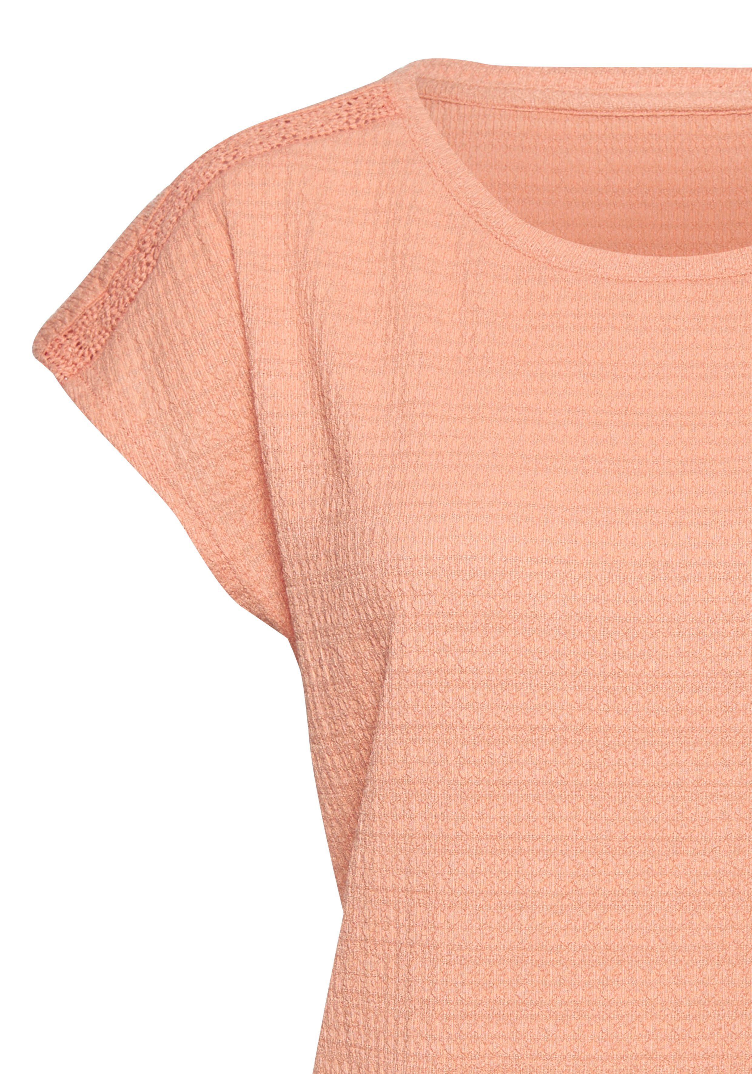 Vivance Kurzarmshirt mit dekorativem Häkeleinsatz (2er-Pack) aus bügelfreier Crêpe-Qualität