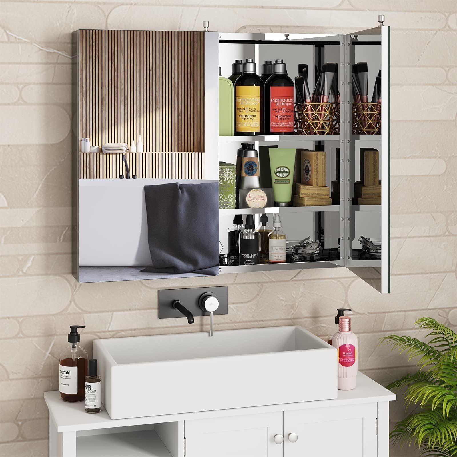 Diyarts Badezimmerspiegelschrank (Vielseitiger Hängeschrank mit Spiegel) günstig online kaufen