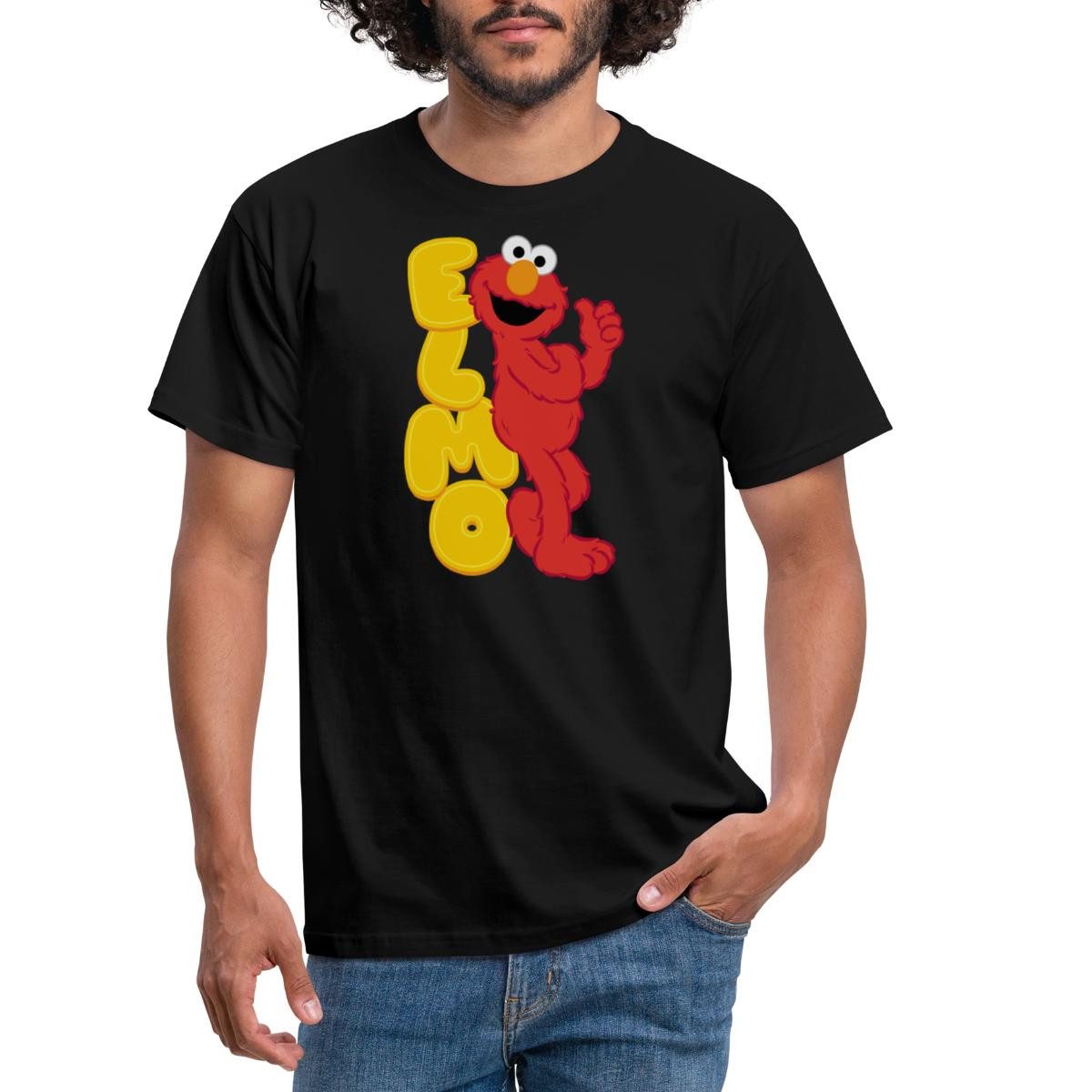 Spreadshirt T-Shirt Sesamstraße Elmo Mit Schriftzug Männer T-Shirt (1-tlg)