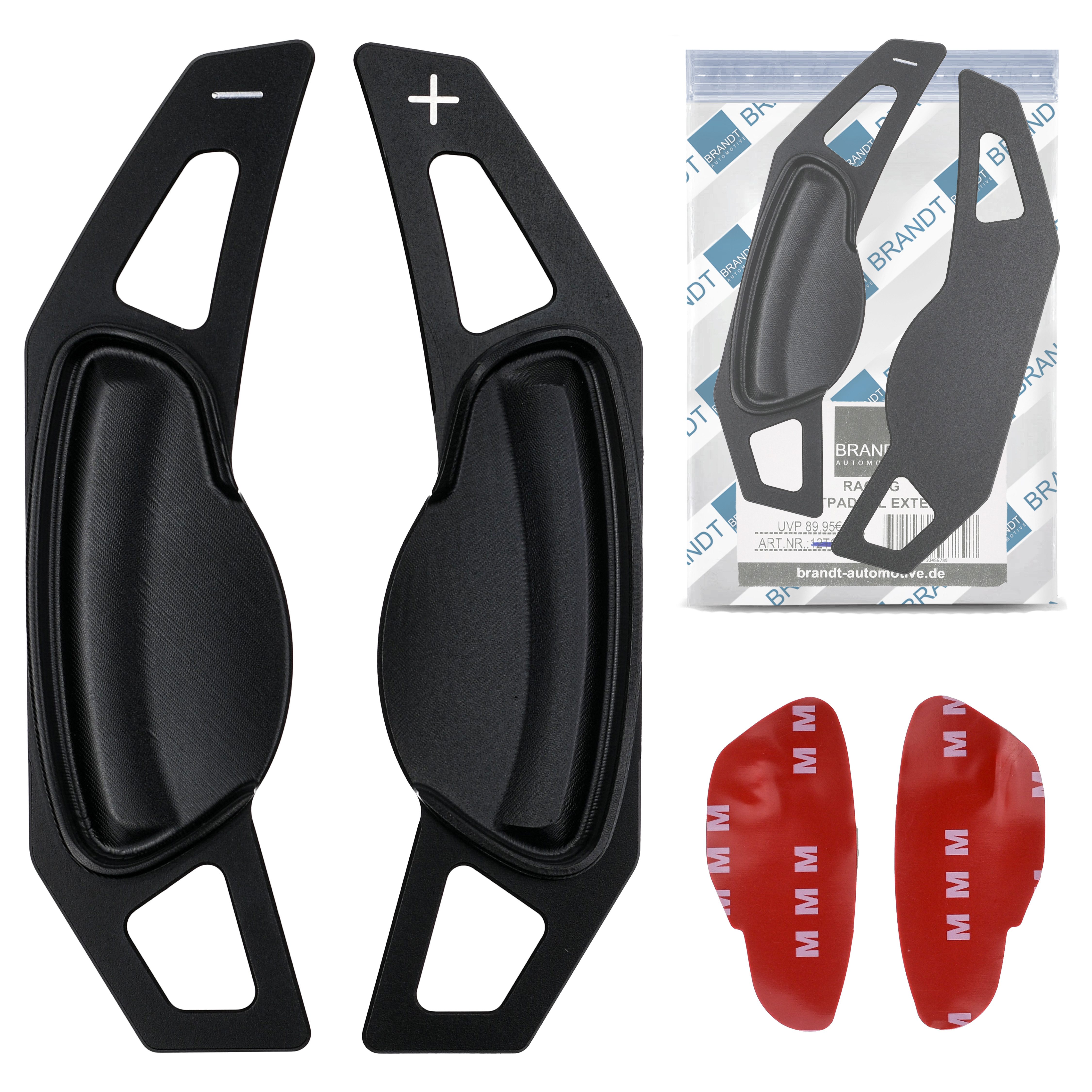 BRANDT AUTOMOTIVE Lenkeradapter Auto Lenkrad Schaltwippen AUFSATZ Verlängerung ALU SCHWARZ, (2-tlg., für SMART Fortwo Coupe Cabriolet 451 2007-2015)