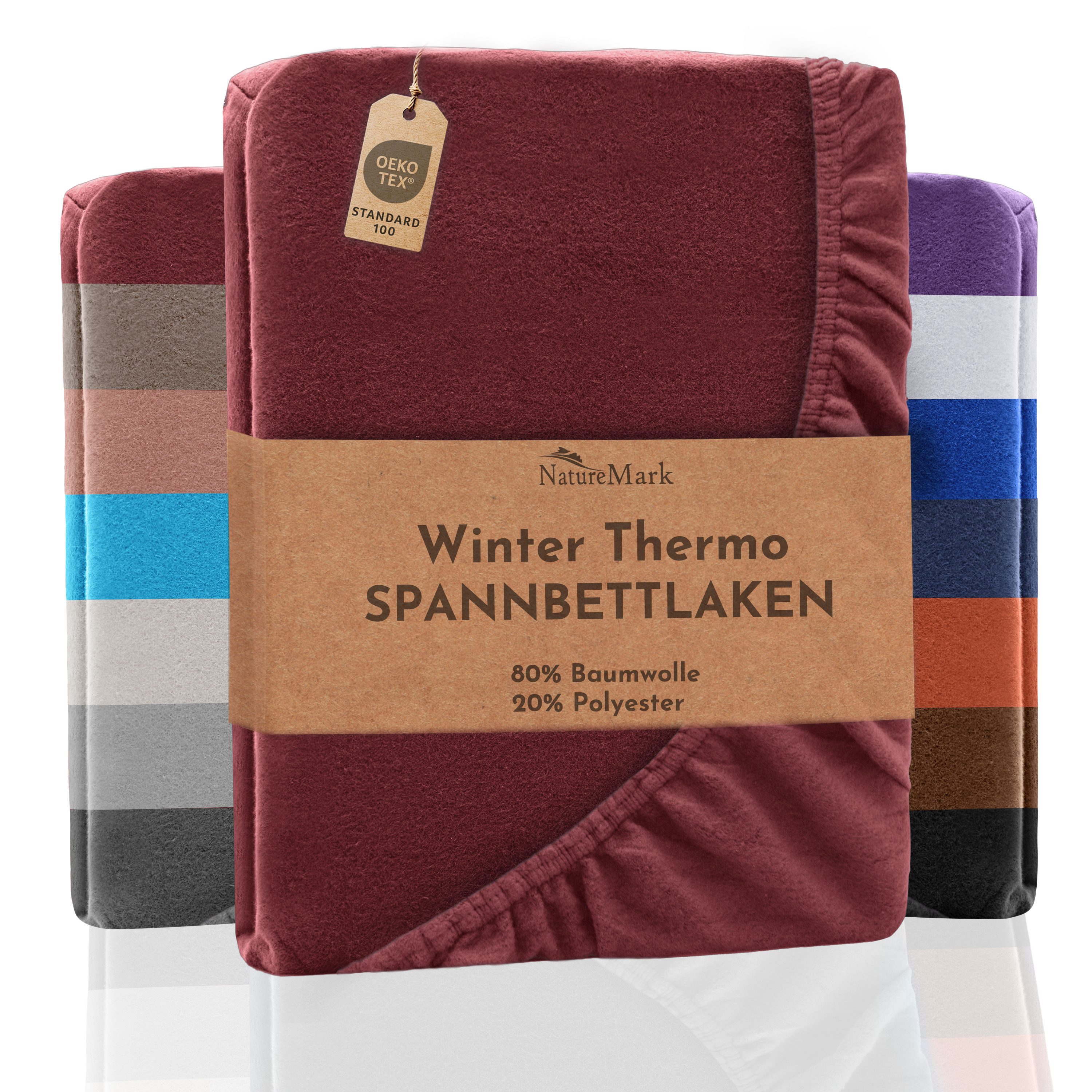 NatureMark Spannbettlaken Winter Thermo Fleece Spannbetttuch, 80% Baumwolle günstig online kaufen