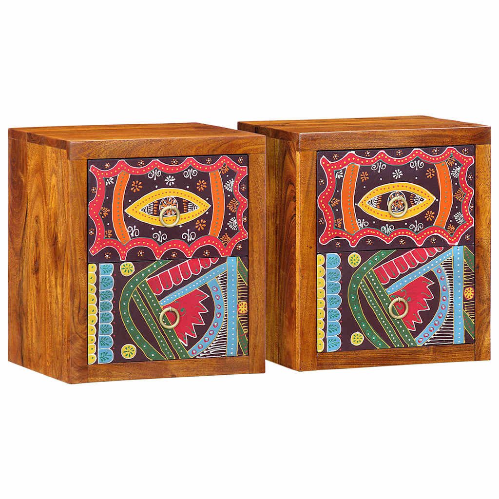 vidaXL Nachttisch, Nachttisch 2 pcs Braun 35 x 30 x 40 cm Massivholz Akazie
