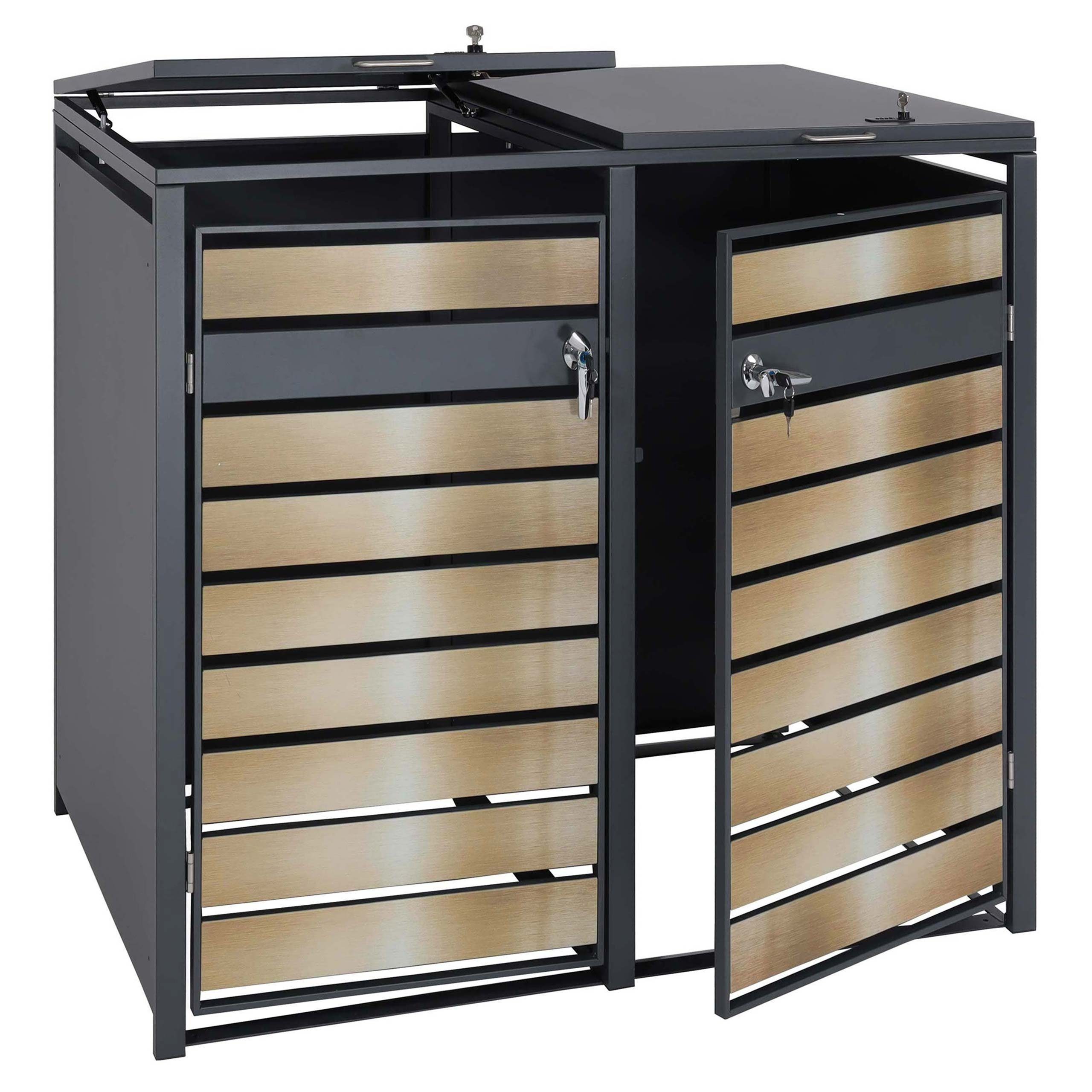 MCW Mülltonnenbox MCW-J81-2 (2 St), Für 2 Mülltonnen mit 80 bis 240L Fassungsvermögen, abschließbar