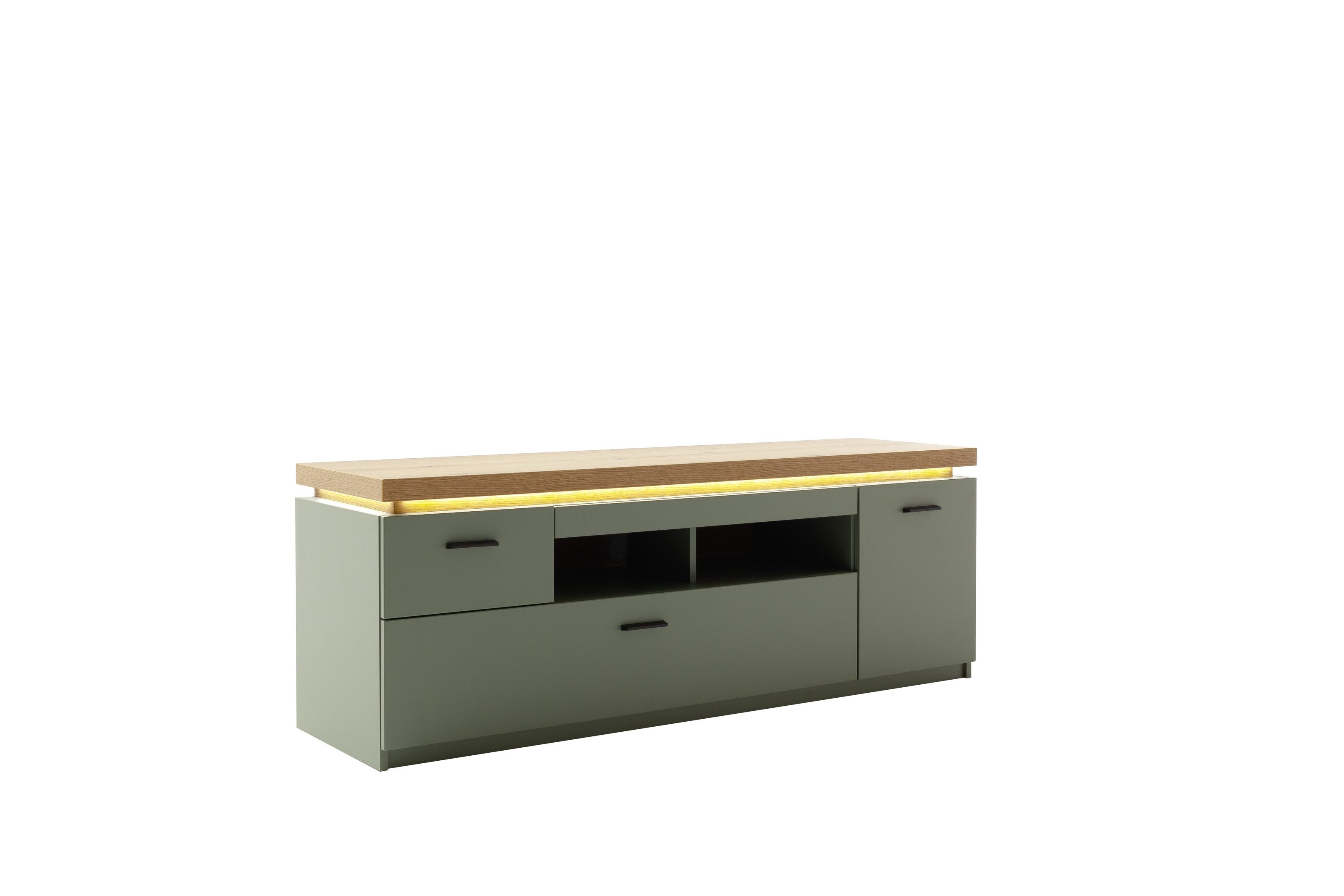 MCA furniture Wohnwand (2-teilig) Salbei / Eiche, Lowboard 156x57x44cm, Wandboard 65x96x26cm, (2-teilig)