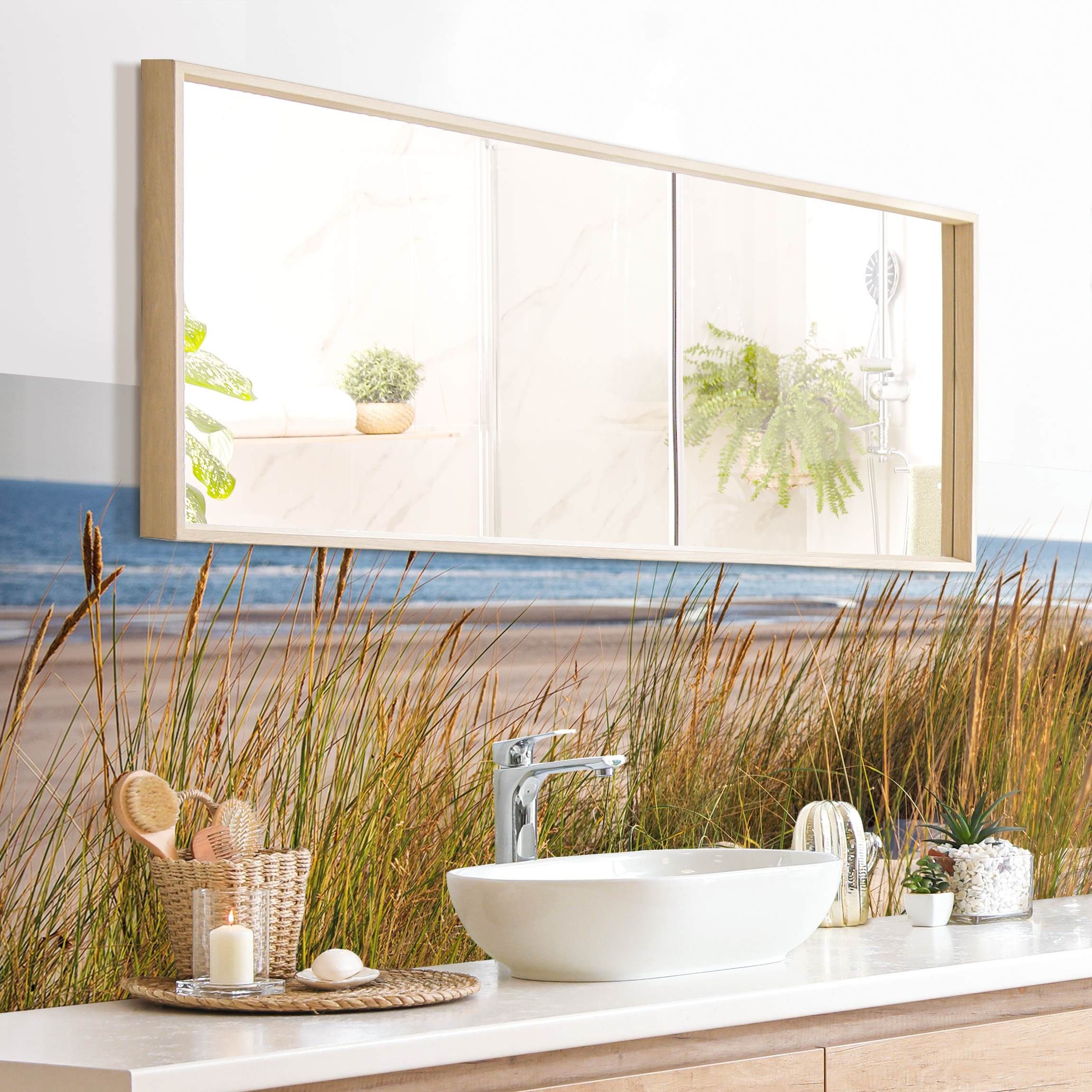 Bilderdepot24 Badrückwand beige fugenlose Wandverkleidung Bad mit Motiv, (Hartfolie matt » Selbstklebend SMART 0,35 mm), wasserfestes Wandpaneel Stranddüne Meer