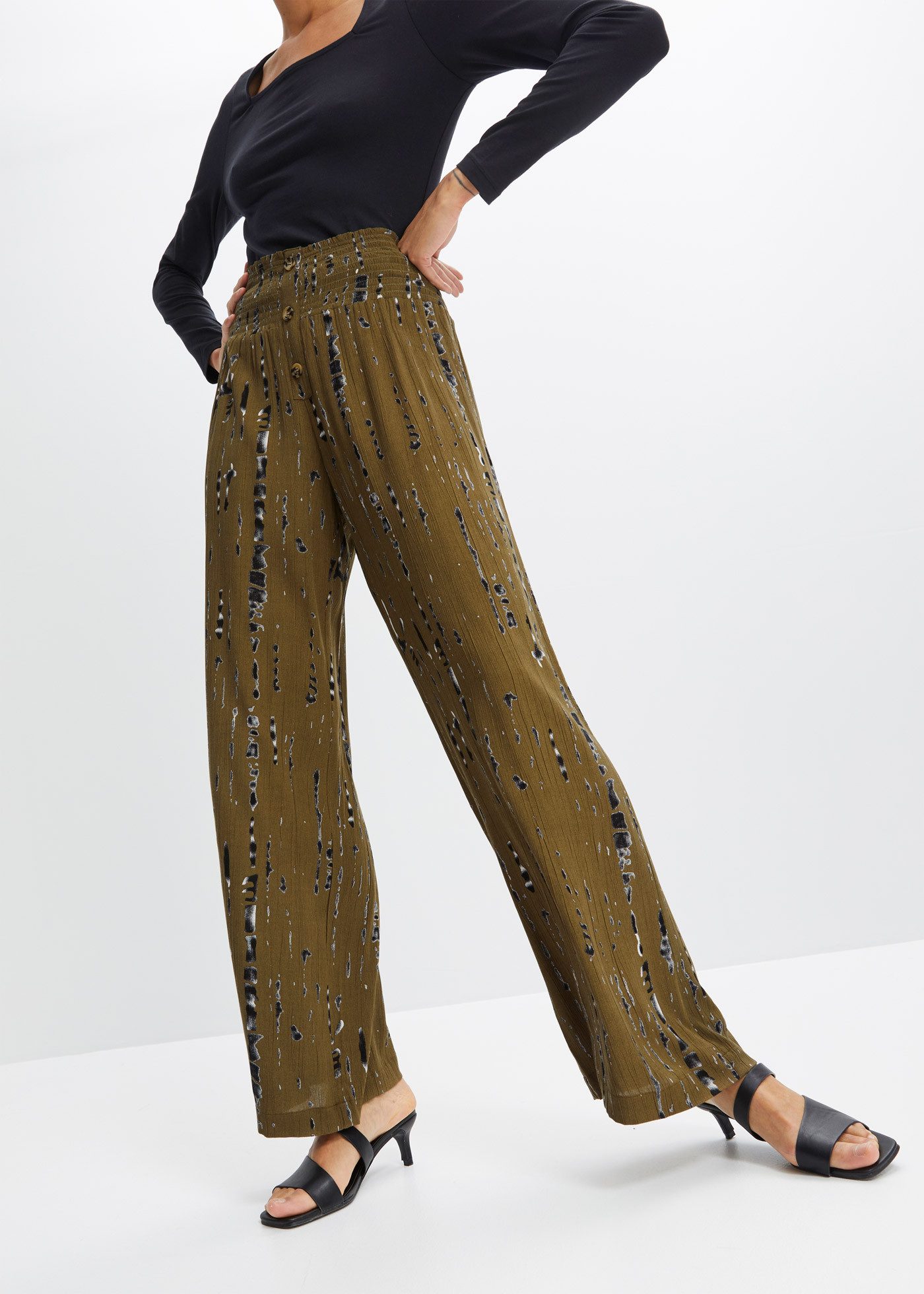 bonprix Palazzohose aus Viskose, mit Gummibund, lockere Passform, femininer günstig online kaufen