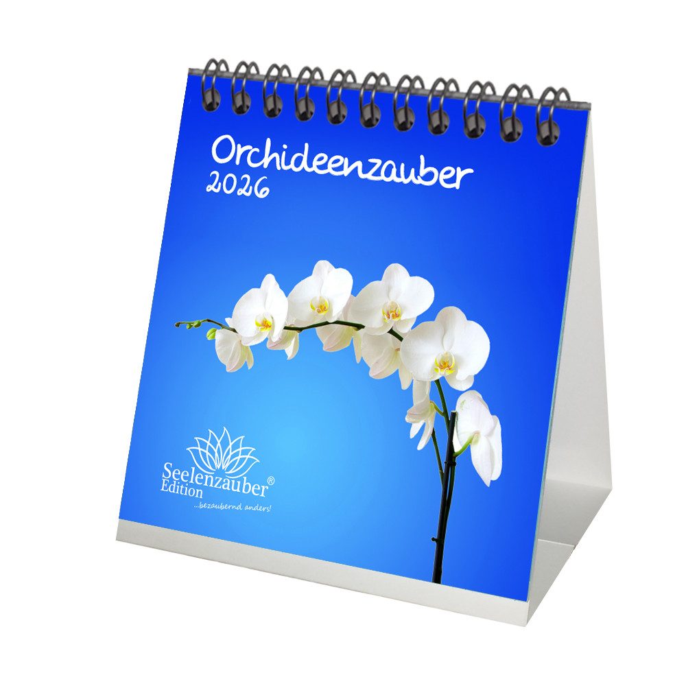 Seelenzauber Tischkalender Orchideenzauber Tischkalender 10cm x 10cm für 2026 Orchideen Blüten