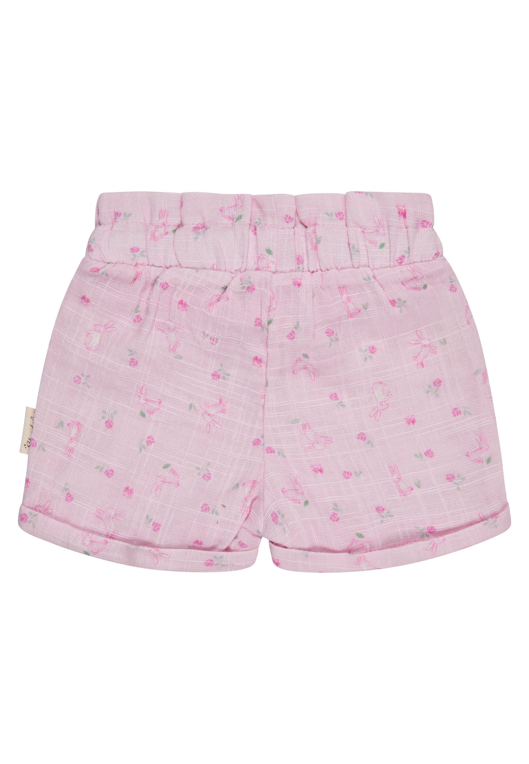 Sterntaler® Shorts Shorts Leinenoptik (1-tlg) Shorts, Leinenoptik mit Hasenprint, elastisches Bündchen, Schleife