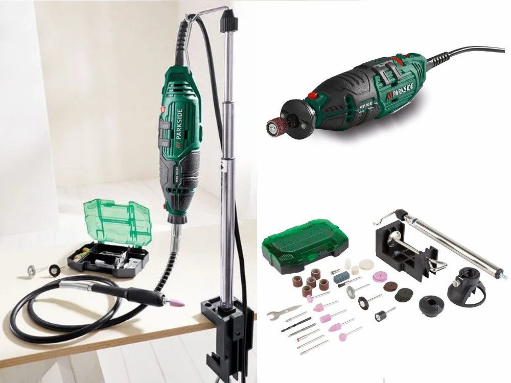 Parkside Feinbohrschleifer PARKSIDE Feinbohrschleifer mit Biegewelle, Ständer und Zubehör