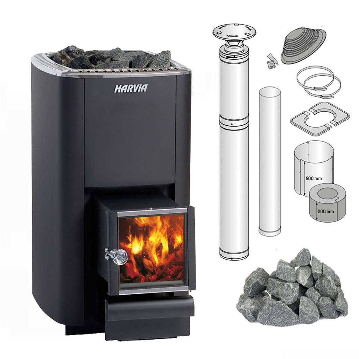 Saunaofen Saunaofen Harvia M3 SL Set, Inkl. Steine Und Schornsteinsystem