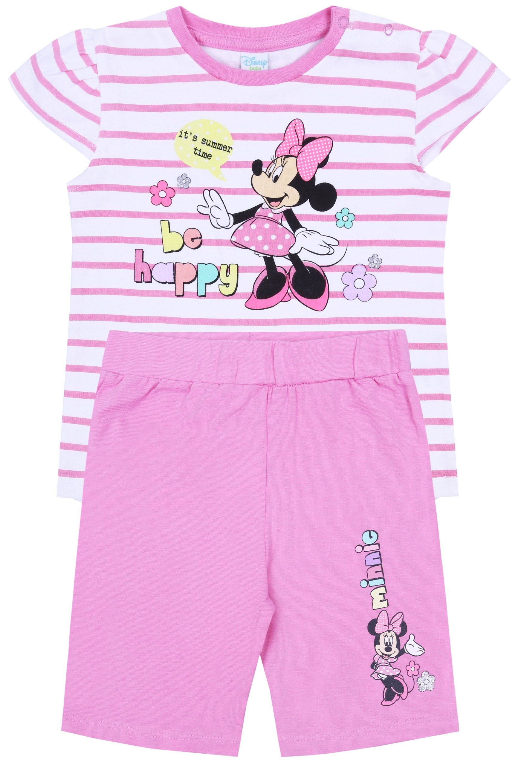 T-Shirt & Shorts Weiß-pinkes Set für Mädchen T-Shirt+kurze Hose Minnie Mouse 6 Monate