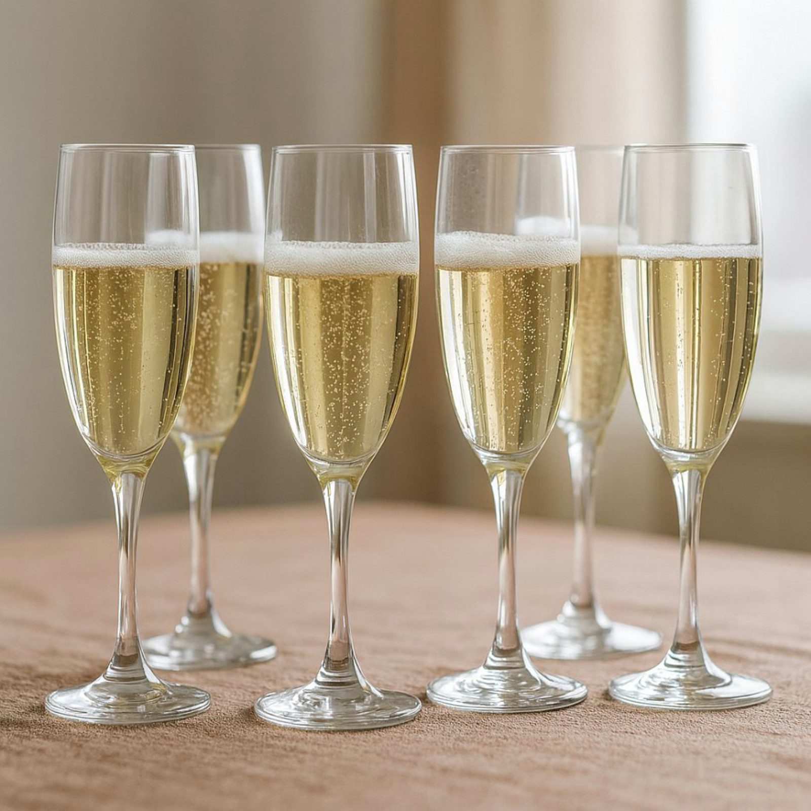 Koopman Sektglas Champagnergläser Sektgläser Gläserset Gläser Glas 6tlg, 6-tlg., Glas, Kristallglas, 190ml, Transparent, Klassisch, Feier