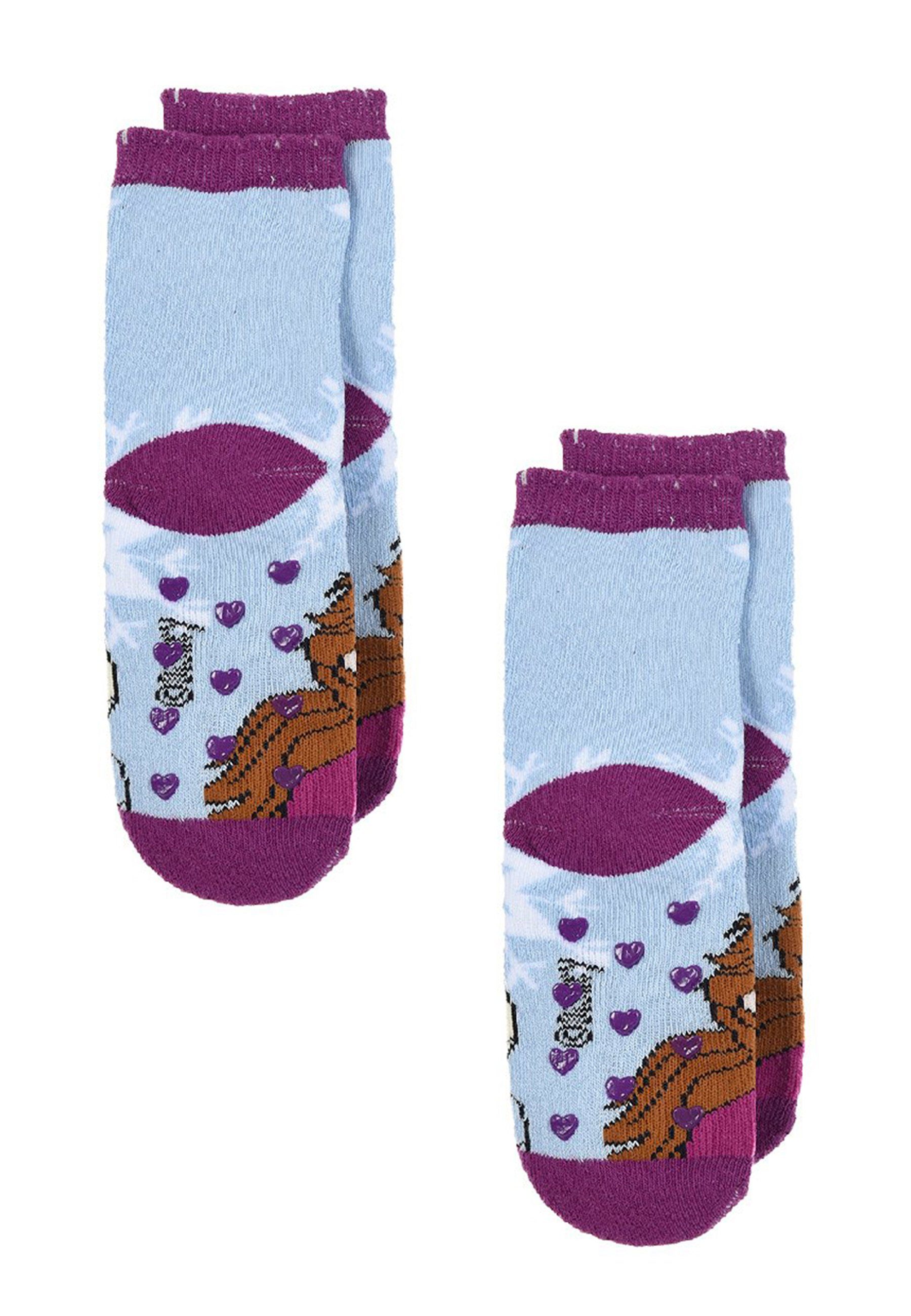Wäsche Stoppersocken Disney Frozen ABS-Socken Eiskönigin Kinder Mädchen Socken 2 Paar Gumminoppen Stopper-Socken Strümpfe (2-Paa